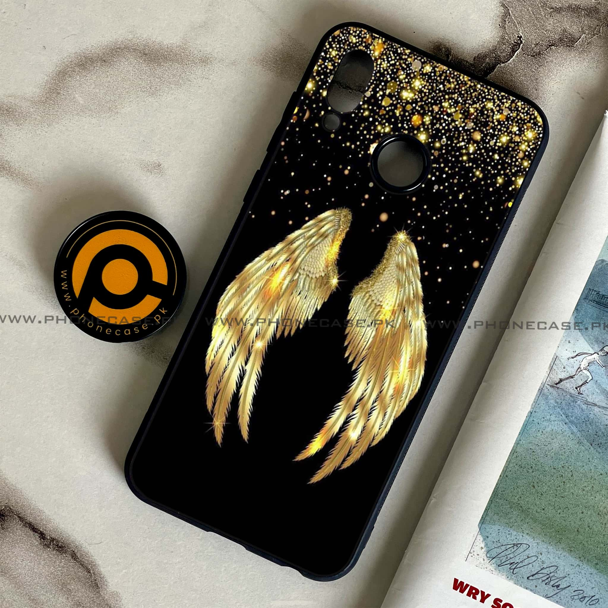 Huawei Honor Play - Angel Wings Series - Premium Printed Glass soft Bumper shock Proof Case