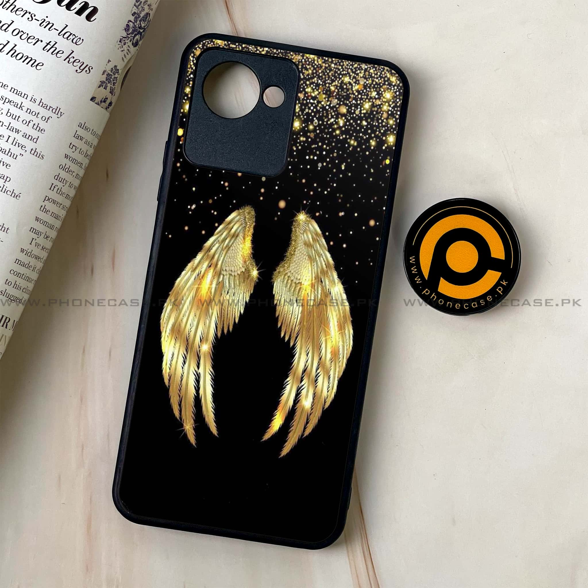 Realme C30 - Angel Wings Series - Premium Printed Glass soft Bumper shock Proof Case