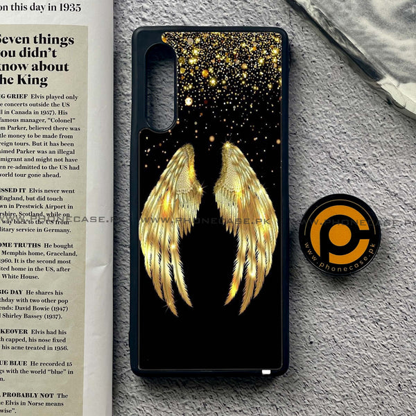 LG Velvet - Angel Wings Series - Premium Printed Glass soft Bumper shock Proof Case