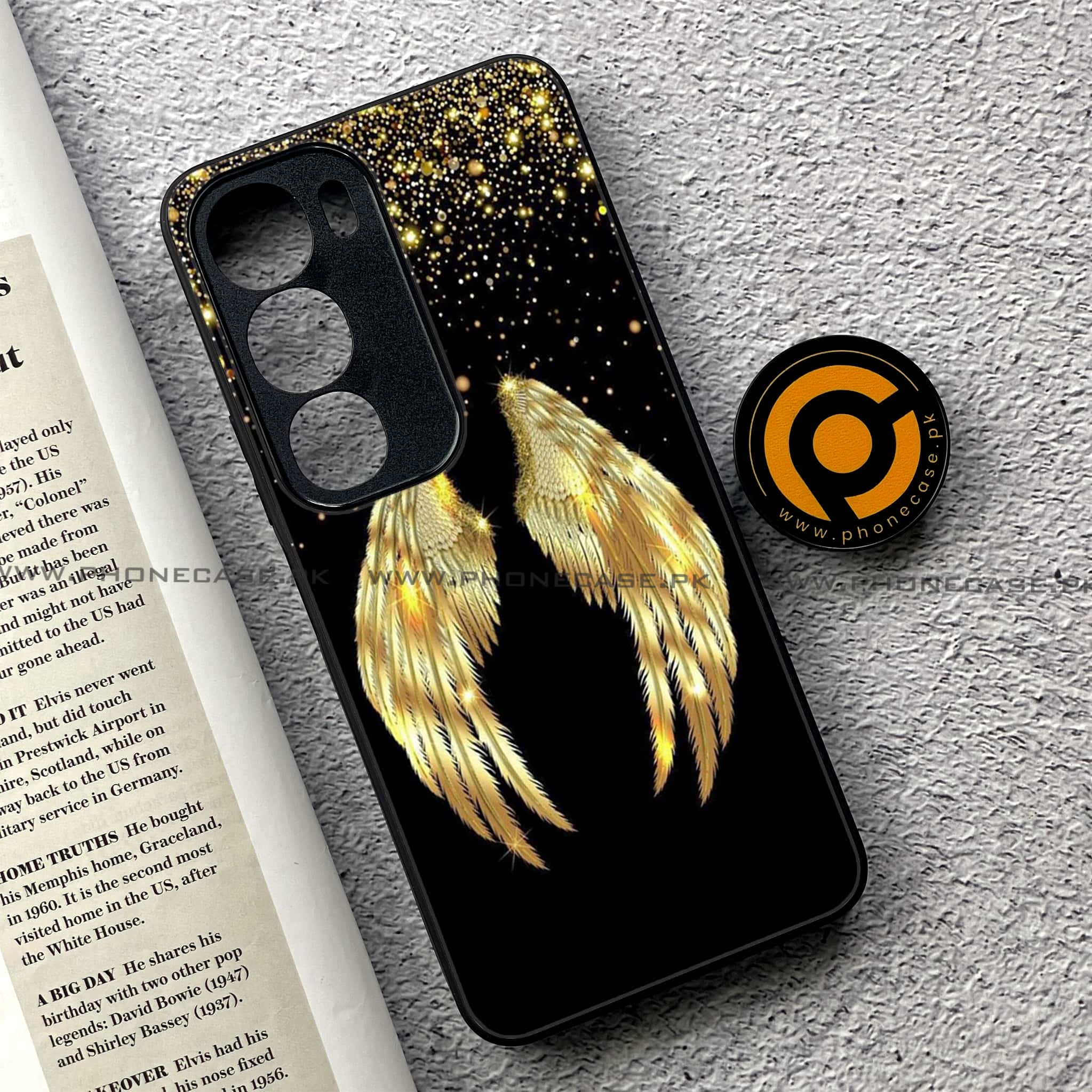 Vivo Y19s - Angel Wings Series - Premium Printed Glass soft Bumper shock Proof Case