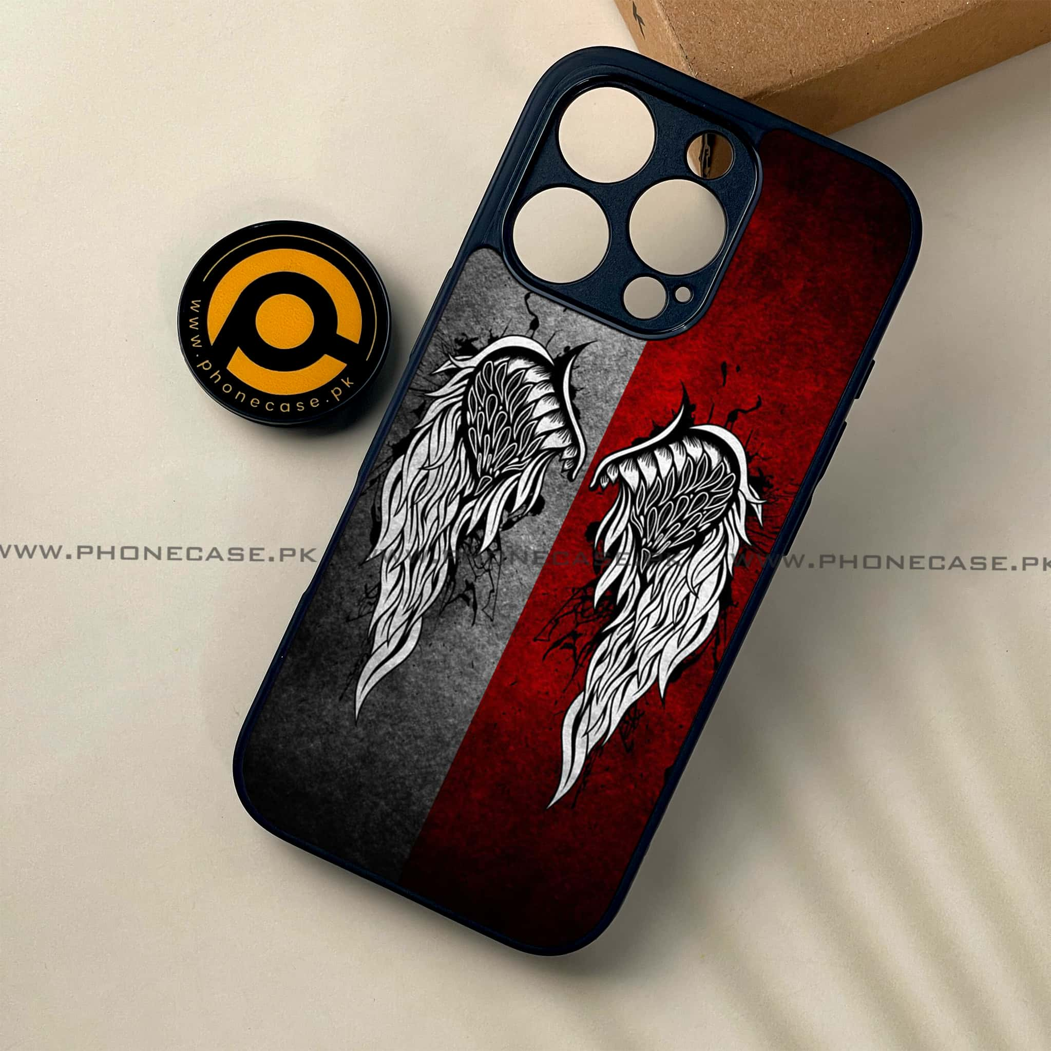 iPhone 16 Pro - Angel Wings Series - Premium Printed Glass soft Bumper shock Proof Case