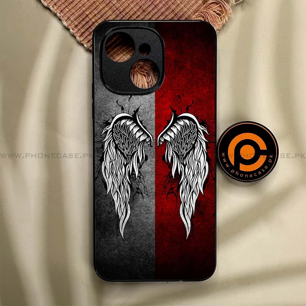 Tecno Spark 40C - Angel Wings Series - Premium Metal Printed soft Bumper shock Proof Case