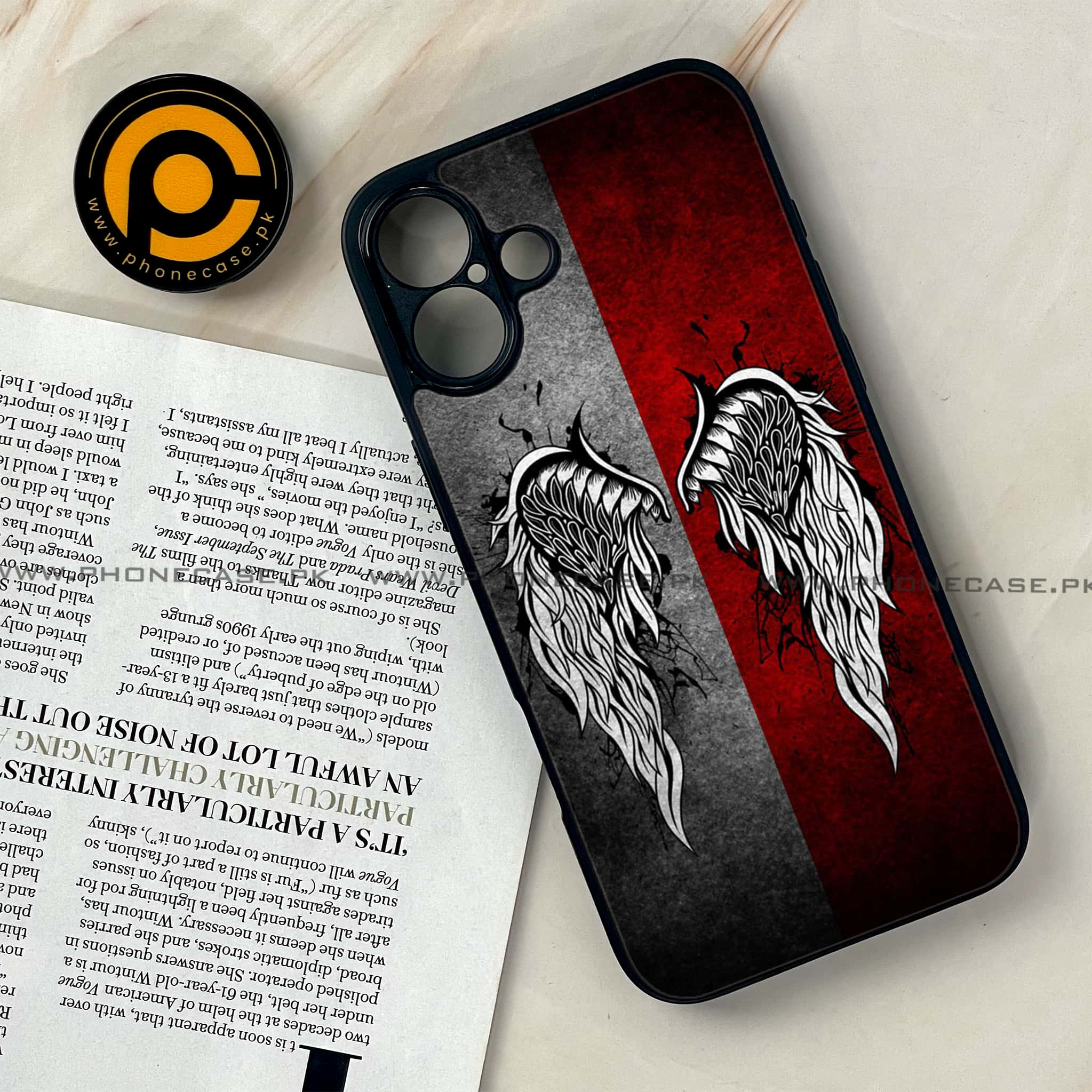 iPhone 16 Plus - Angel Wings Series - Premium Printed Glass soft Bumper shock Proof Case