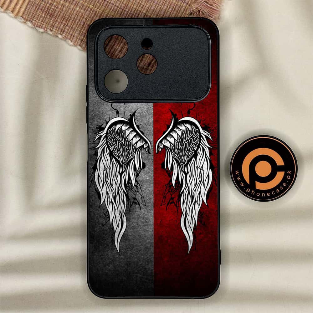 Tecno Spark 40 - Angel Wings Series - Premium Metal Printed soft Bumper shock Proof Case