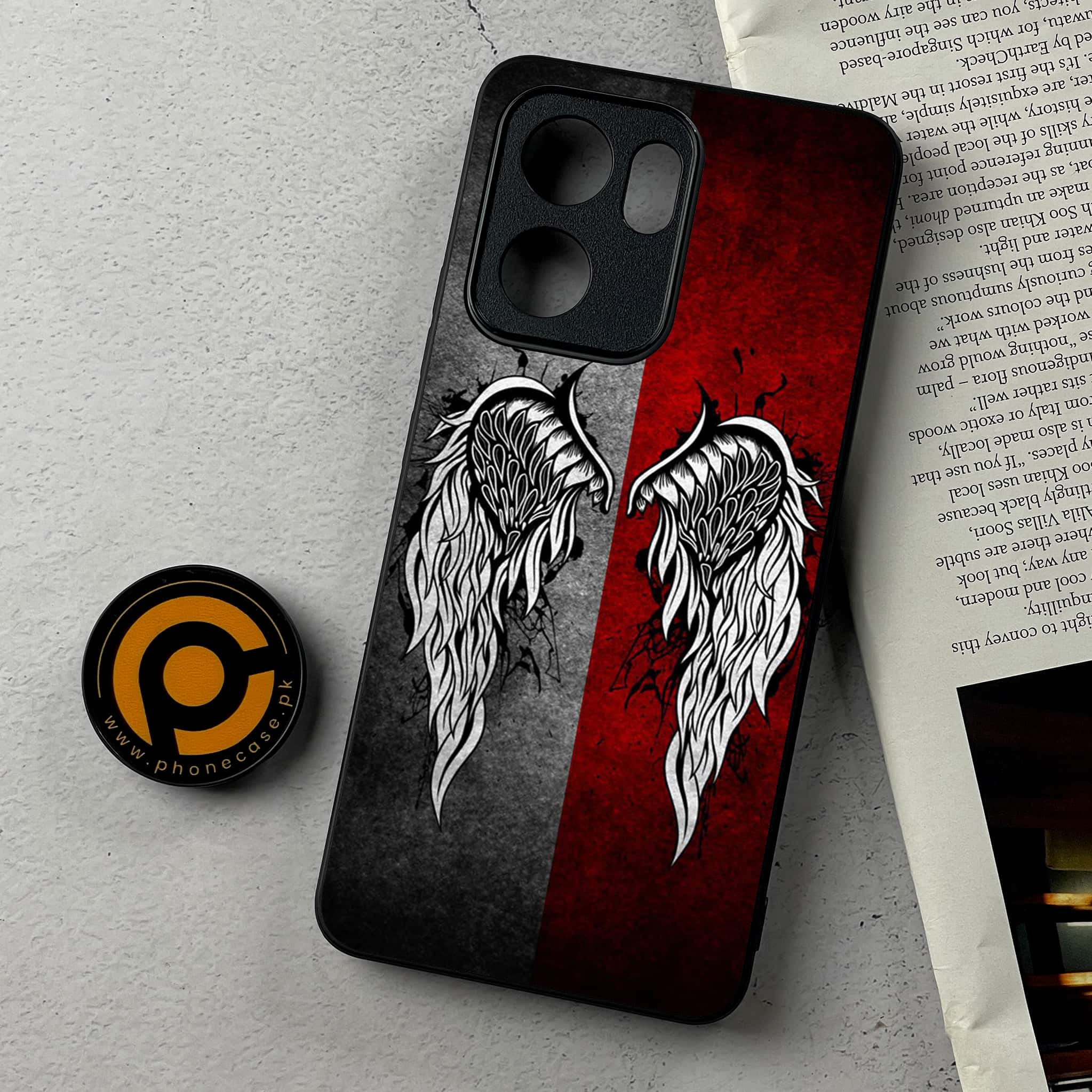 Oppo A5x - Angel Wings Series - Premium Metal Printed Soft Bumper Shockproof Case