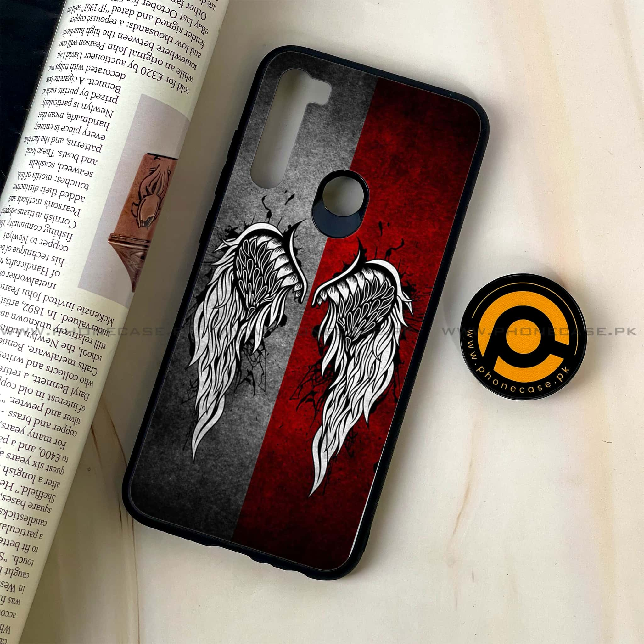 Redmi Note 8 - Angel Wings Series - Premium Printed Glass soft Bumper shock Proof Case