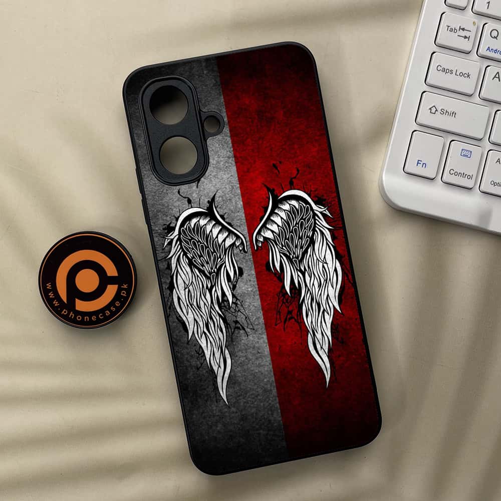 Tecno Spark Go 2 - Angel Wings Series - Premium Metal Printed soft Bumper Shock Proof Case