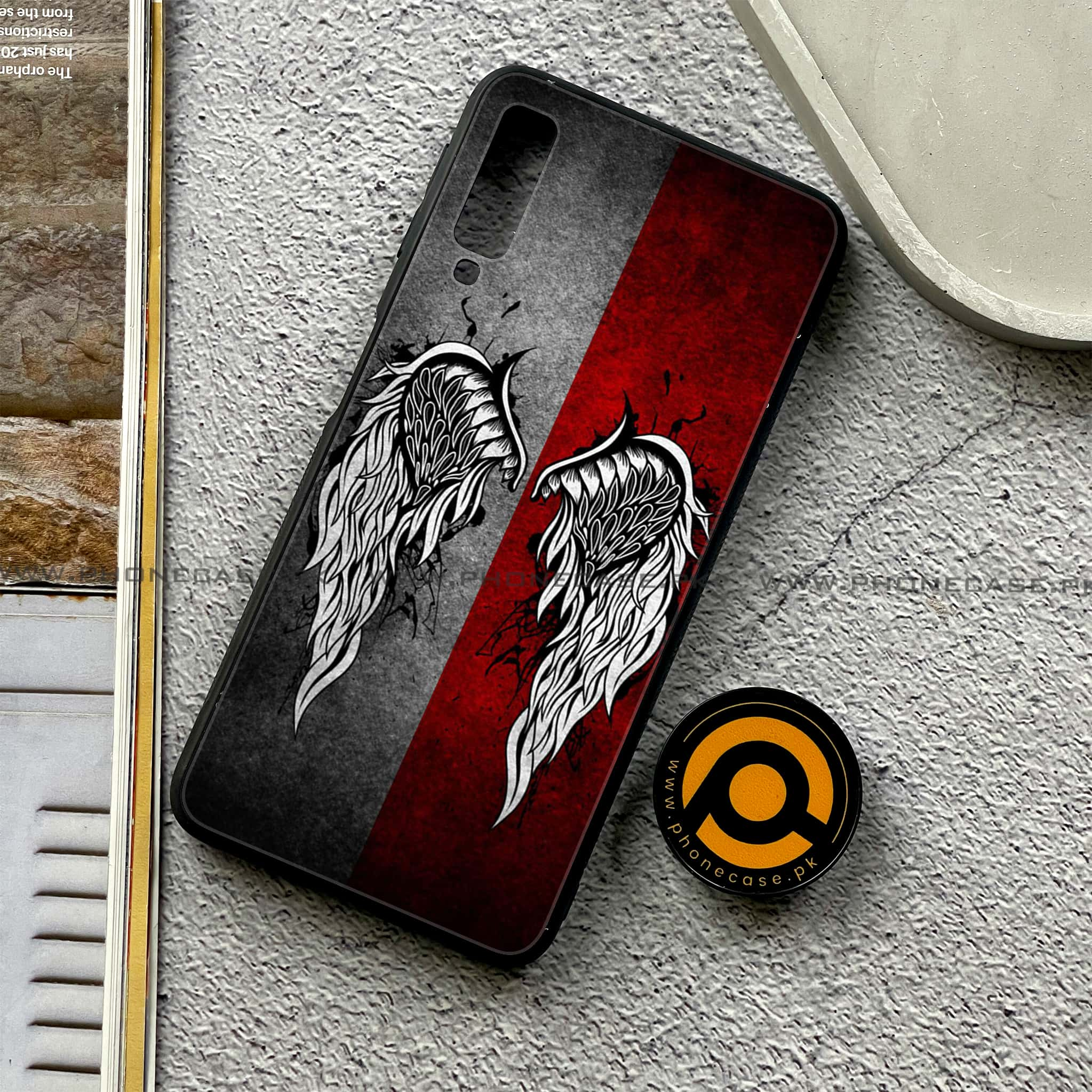 Galaxy A7 2018 - Angel Wings Series - Premium Printed Metal soft Bumper shock Proof Case