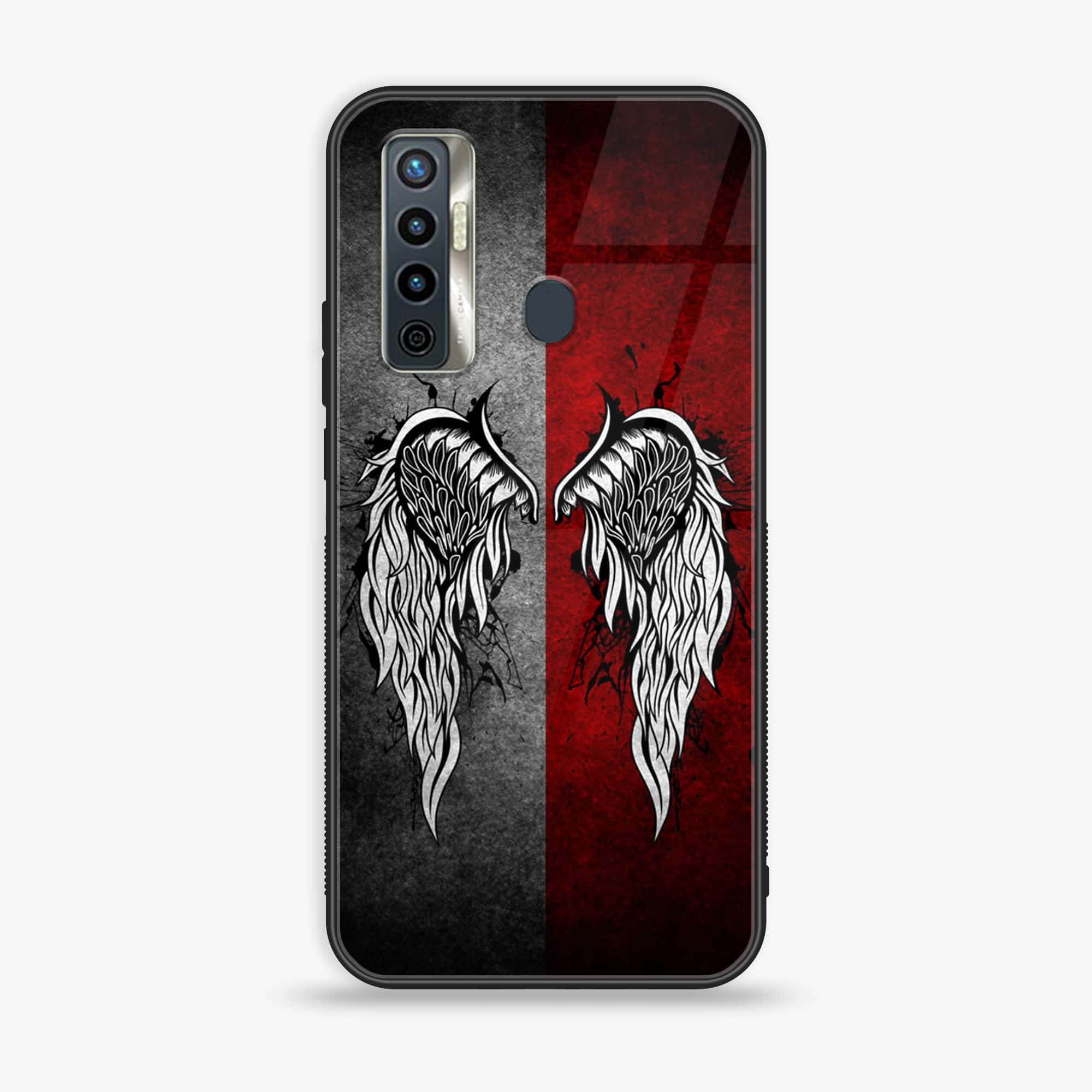 Tecno Camon 17 - Angel Wings Series - Premium Printed Glass soft Bumper shock Proof Case