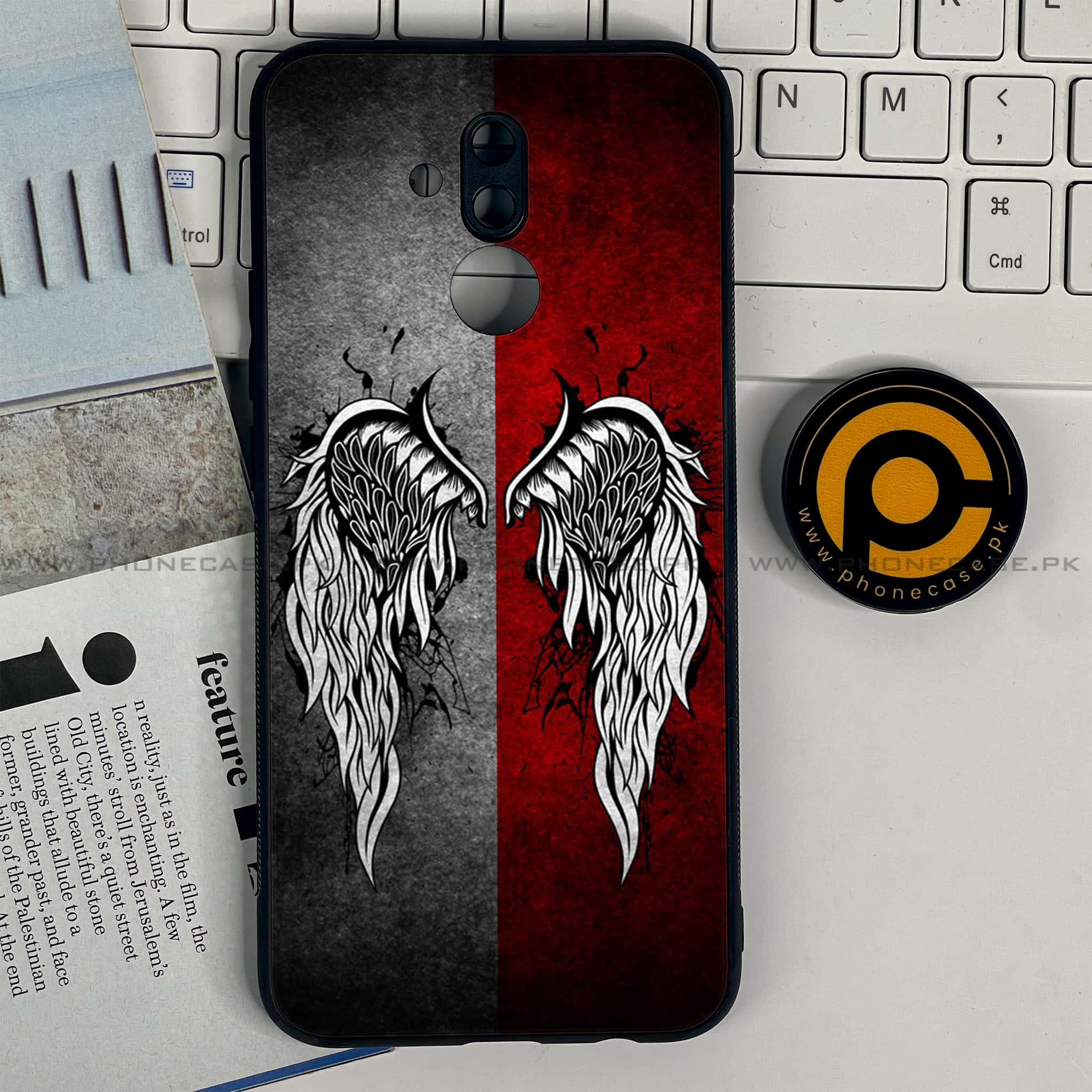 Huawei Mate 20 Lite - Angel Wings Series - Premium Printed Glass soft Bumper shock Proof Case