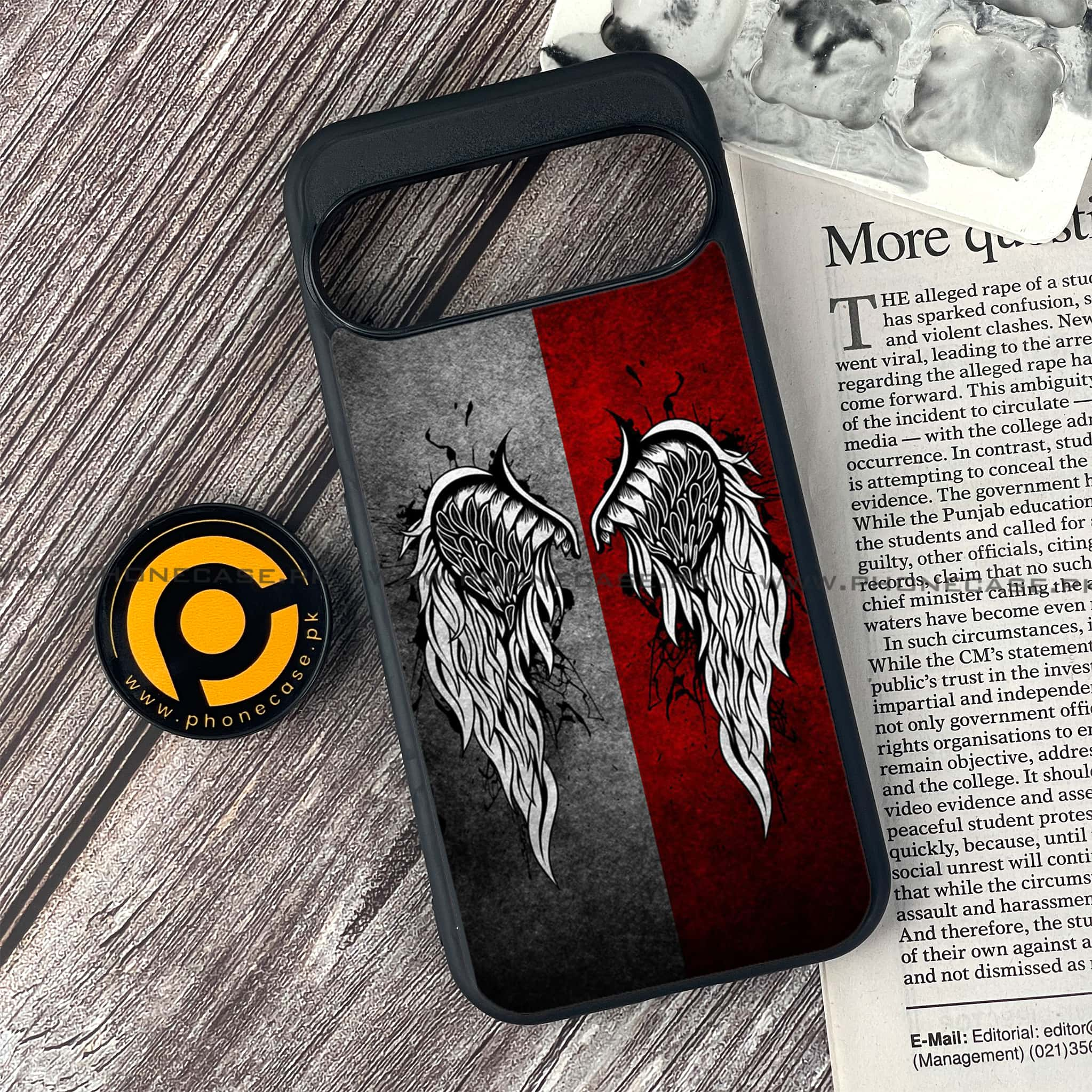 Google Pixel 9 Pro - Angel Wings Series - Premium Printed Glass soft Bumper shock Proof Case