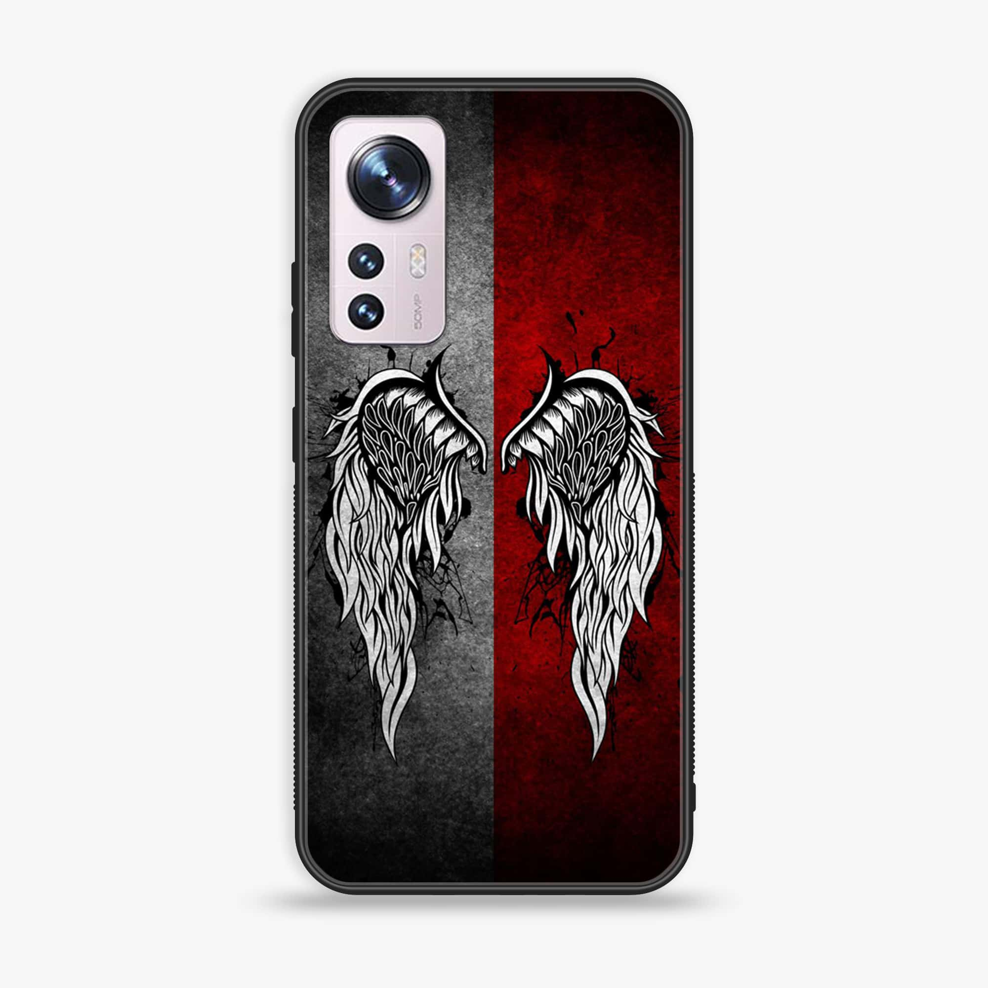 Xiaomi 12 Pro 5G Angel Wings Series  Premium Printed Glass soft Bumper shock Proof Case