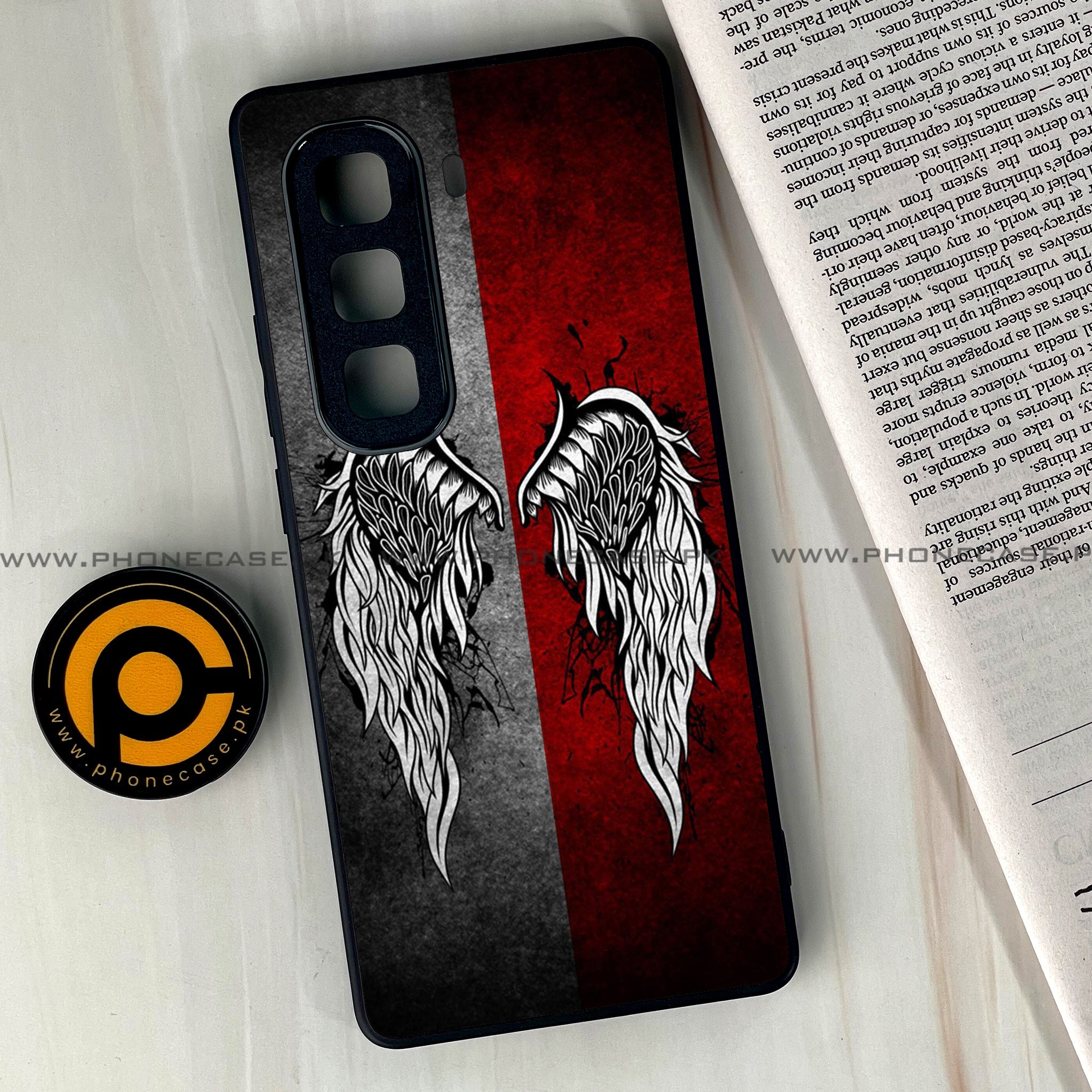 Infinix Hot 60 Pro Plus - Angel Wings Series - Premium Metal Printed soft Bumper shock Proof Case