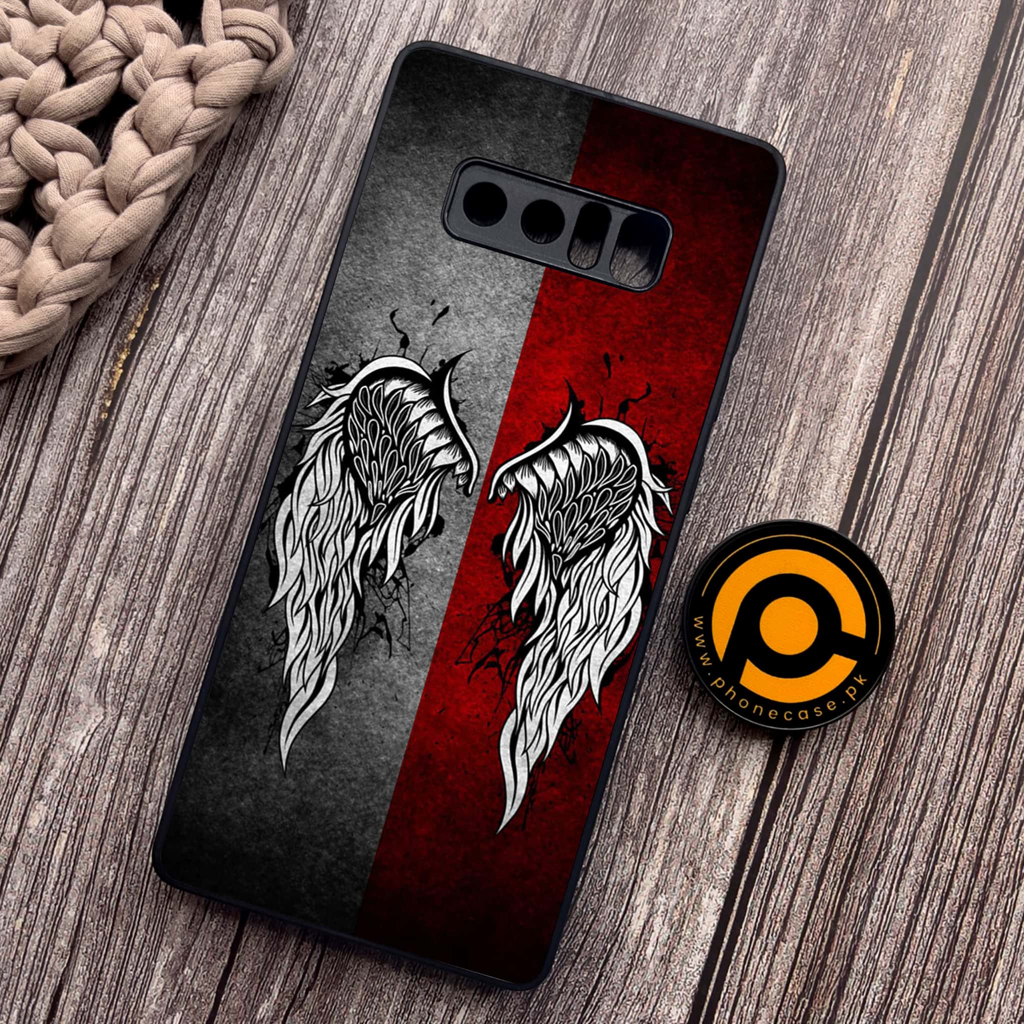 Samsung Galaxy Note 8 - Angel Wing Series - Premium Metal Printed soft Bumper shock Proof Case