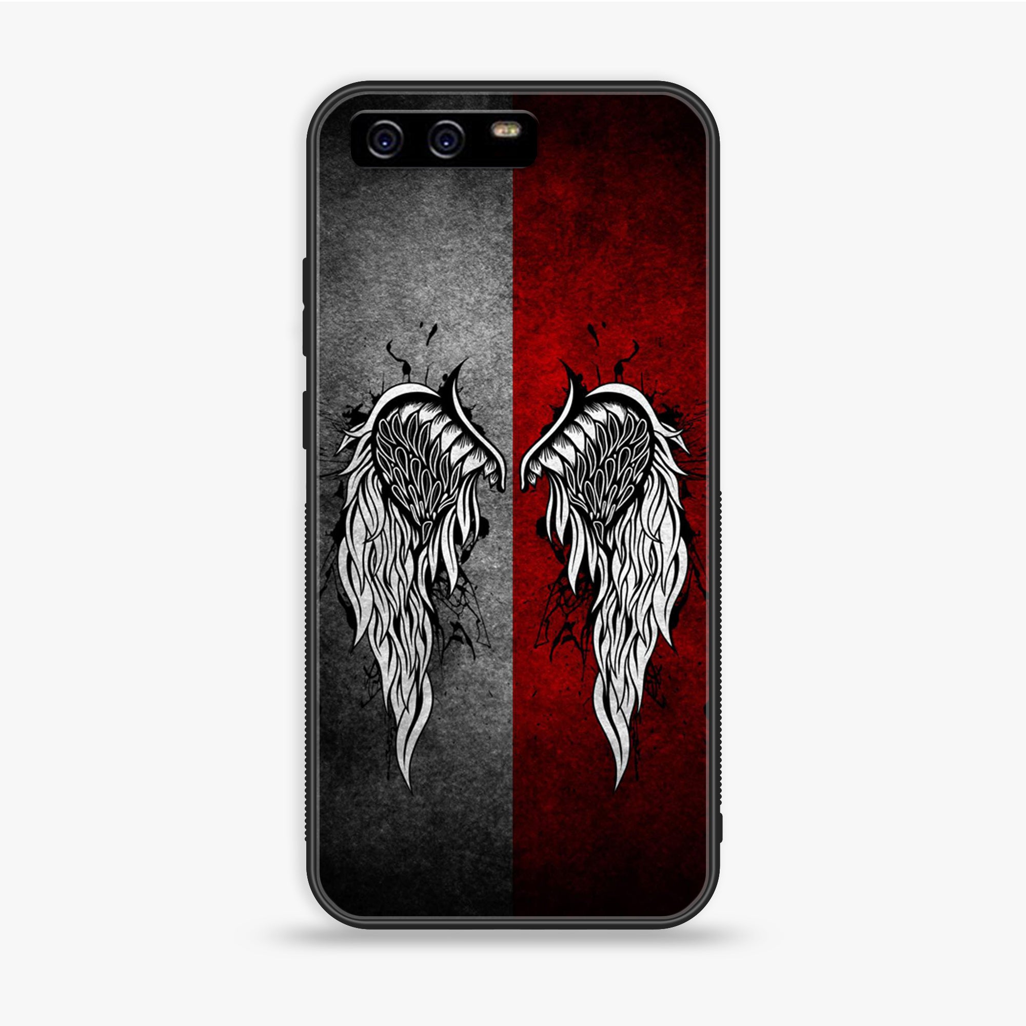 Huawei P10 Plus - Angel Wings Series - Premium Printed Glass soft Bumper shock Proof Case