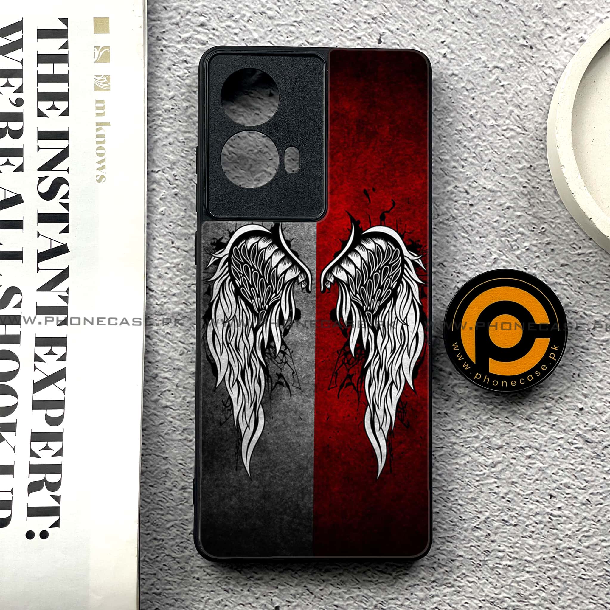 Moto G85 - Angel Wings Series - Premium Printed Glass soft Bumper shock Proof Case