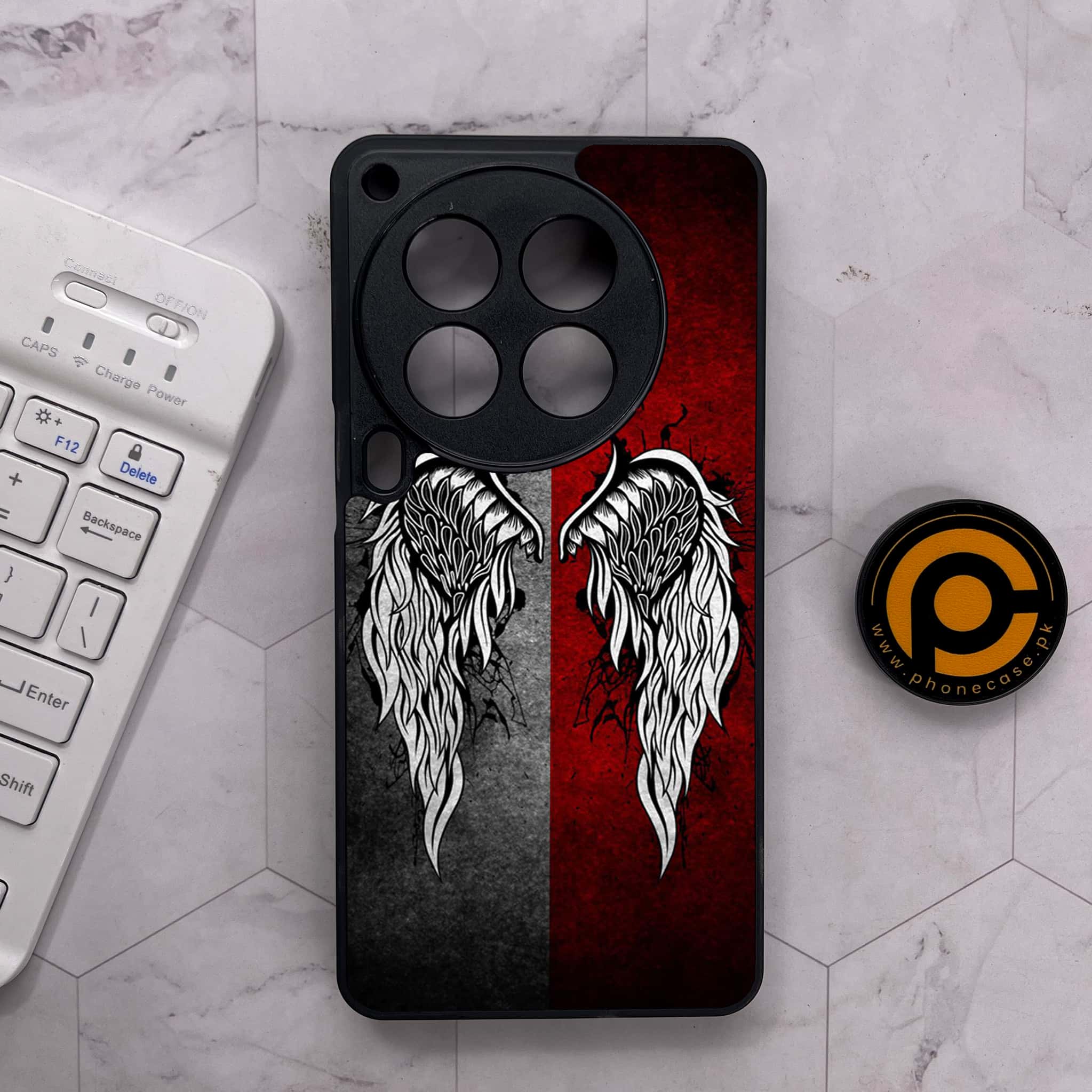 Tecno Camon 30 Premier - Angel Wings Series - Premium Metal Printed soft Bumper shock Proof Case