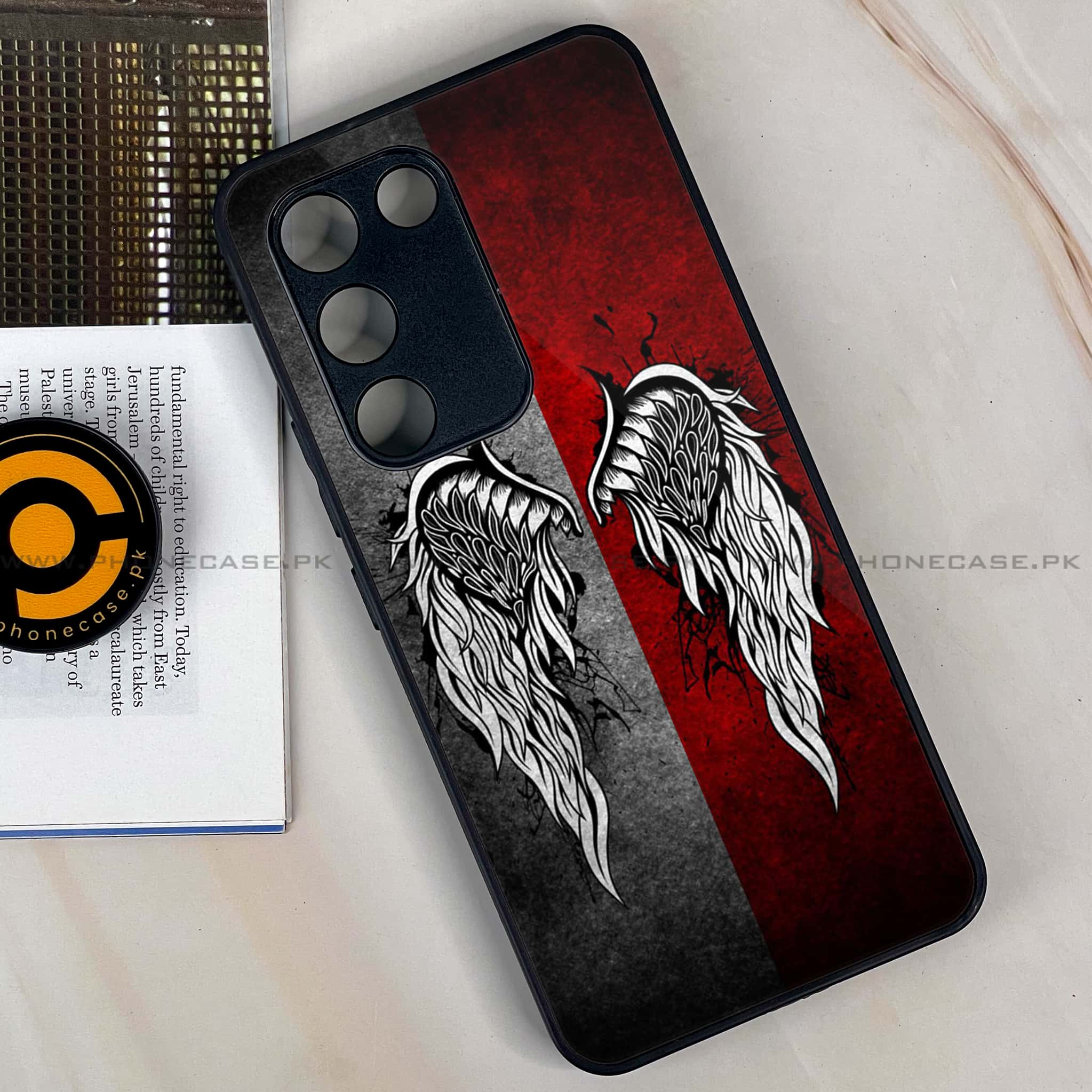 Vivo Y200e - Angel Wings Series - Premium Metal Printed soft Bumper shock Proof Case