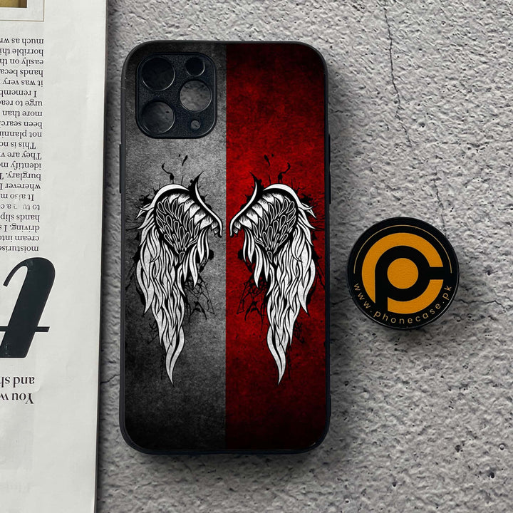 iPhone 11 Pro - Angel Wings Design 2- Premium Printed Glass soft Bumper shock Proof Case CS-47292