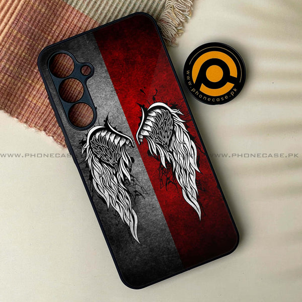 Samsung Galaxy A04s -Angel Wings Design 2 - Premium Printed Glass soft Bumper shock Proof Case CS-18429