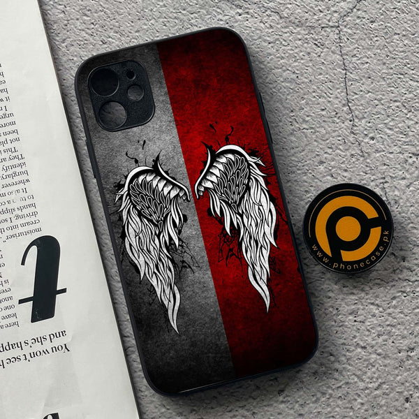 iPhone 11 Angel Wings Design 2 Premium Printed Glass soft Bumper shock Proof Case CS-36929