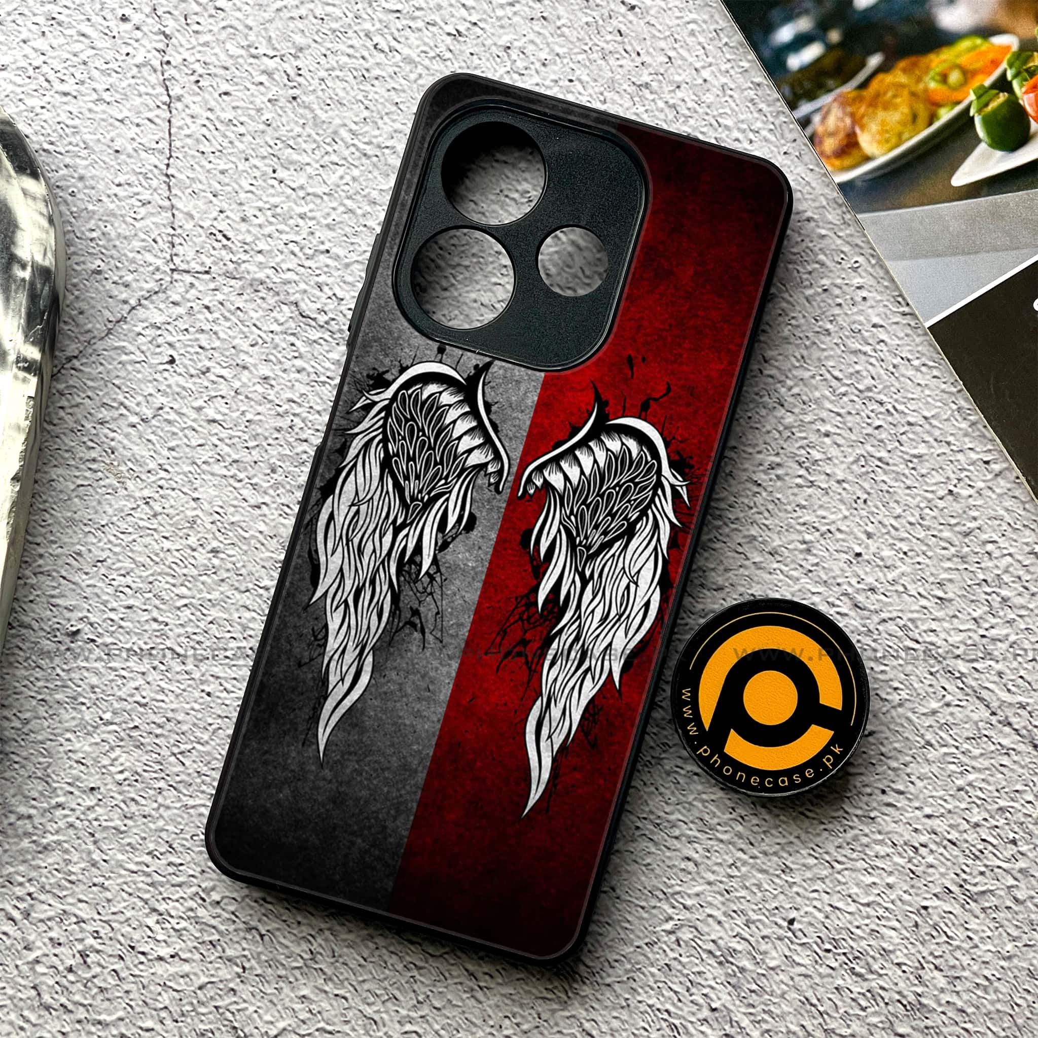 Oppo A5 Pro - Angel Wings Series - Premium Metal Printed soft Bumper shock Proof Case