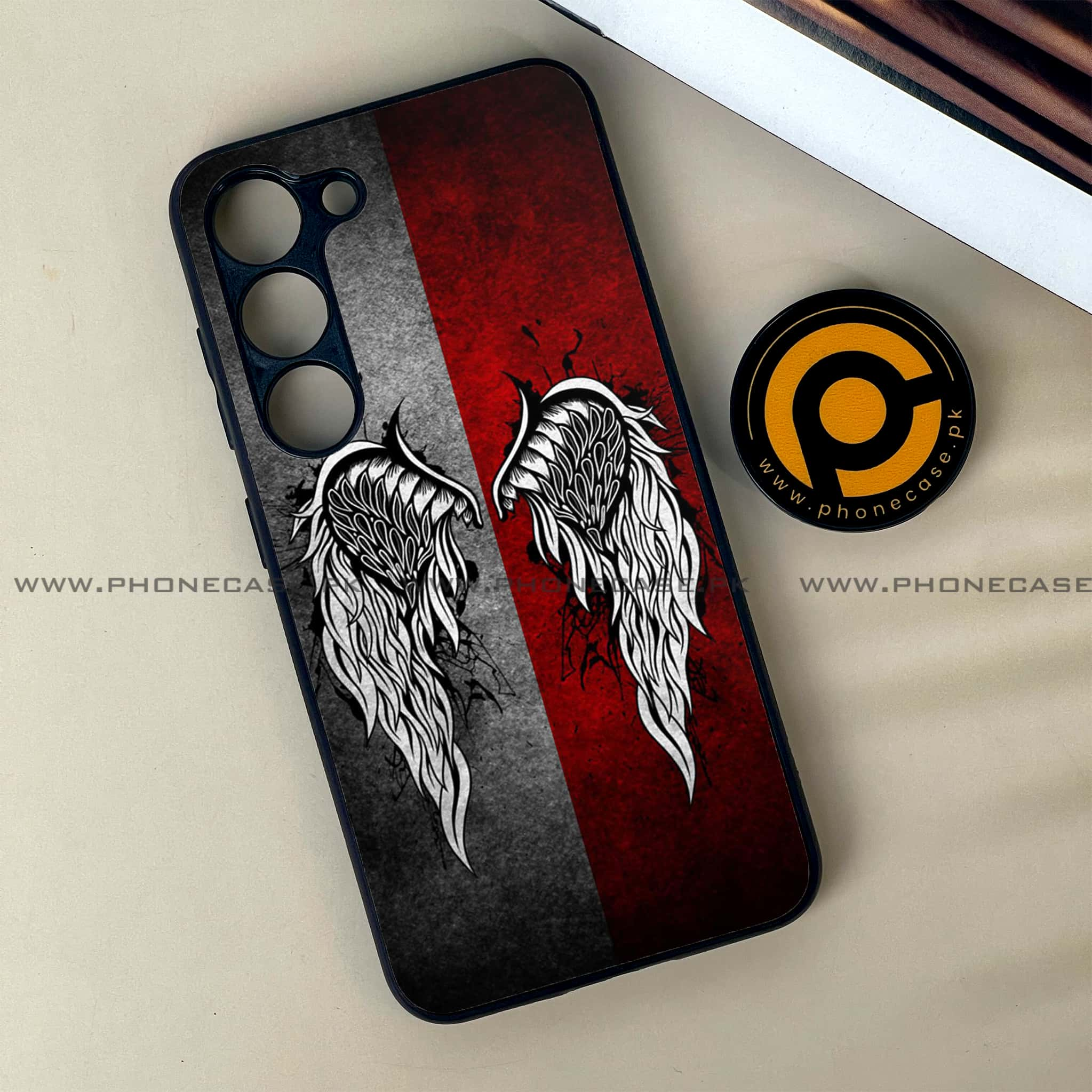 Samsung Galaxy S23 - Angel Wings Series - Premium Printed Glass soft Bumper shock Proof Case