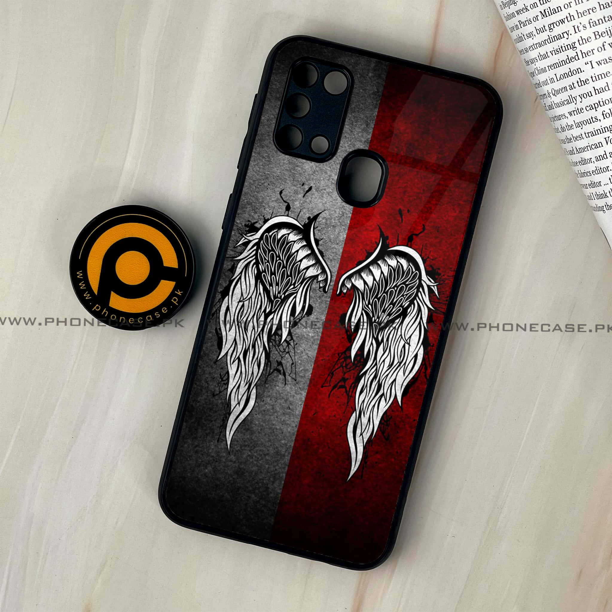 Galaxy M31 - Angel Wings Series - Premium Printed Glass soft Bumper shock Proof Case