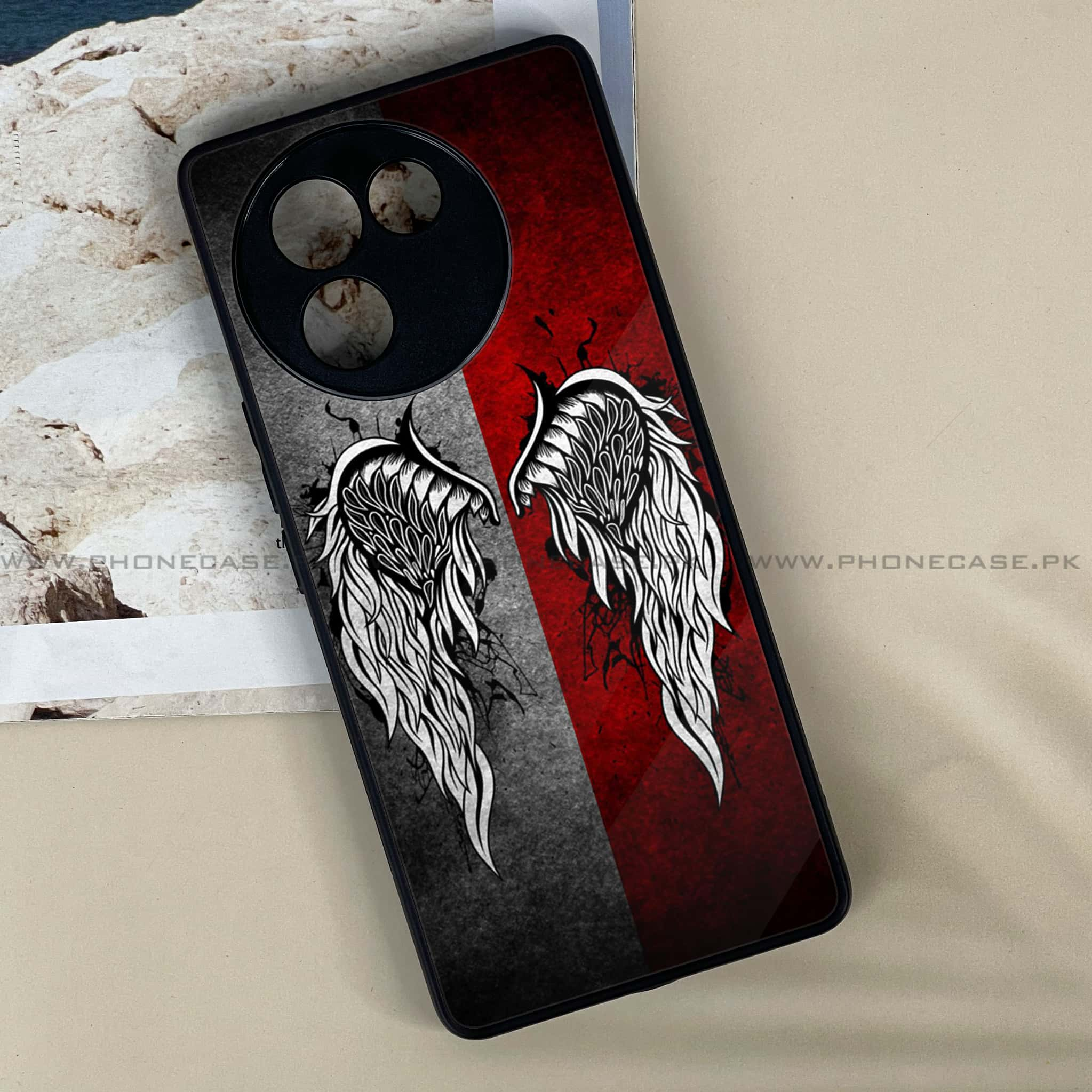 Vivo V30E - Angel Wings Series - Premium Printed Metal soft Bumper shock Proof Case