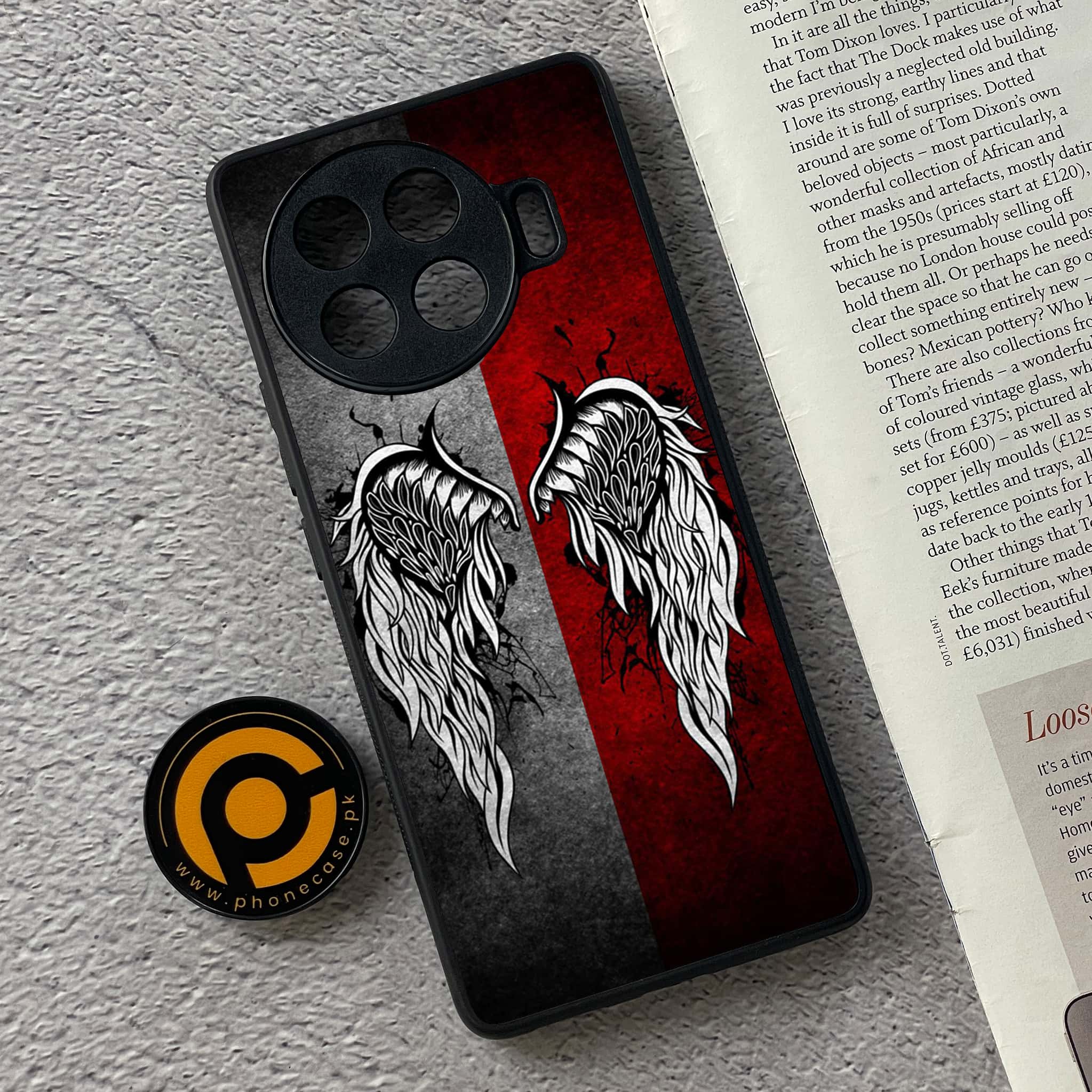 Tecno Spark 20 pro plus - Angel Wings Series - Premium Printed Glass soft Bumper shock Proof Case