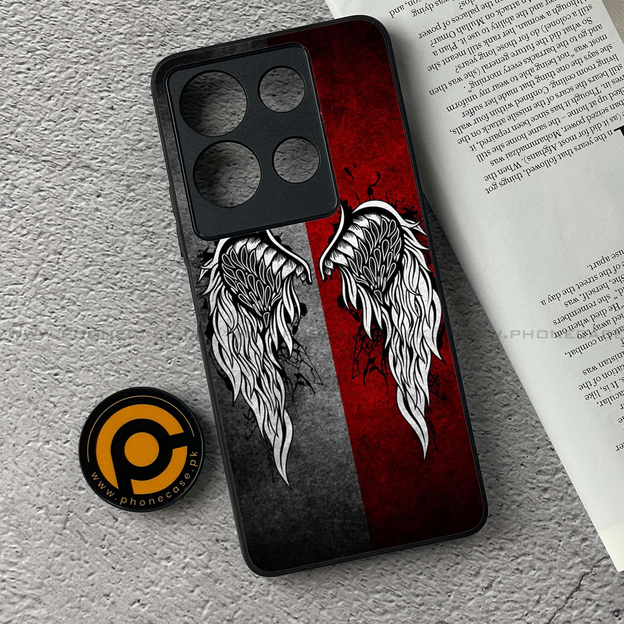 Infinix Note 30 - Angel Wings Series - Premium Printed Glass soft Bumper shock Proof Case