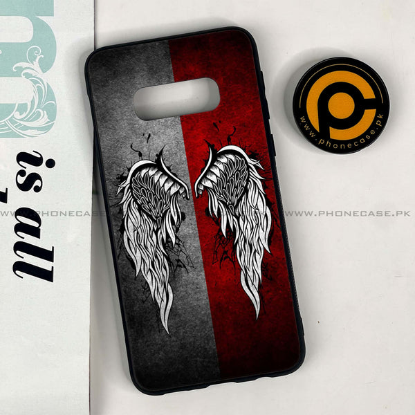 Galaxy S10e - Angel Wings Design 2  - Premium Printed Glass soft Bumper shock Proof Case CS-39420