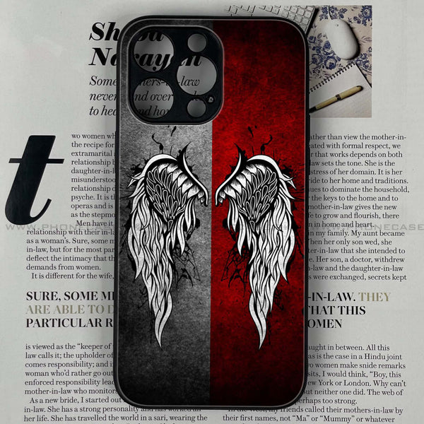 iPhone 14 Pro - Angel Wings Series Design 2  - Premium Printed Glass soft Bumper shock Proof Case CS-19491