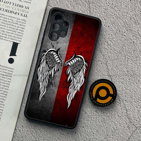 Galaxy A32 - Angel Wing Design 2 - Premium Printed Glass soft Bumper shock Proof Case CS-27632