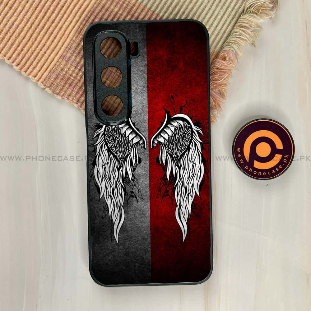 Infinix Hot 60i - Angel Wings Series - Premium Metal Printed soft Bumper shock Proof Case