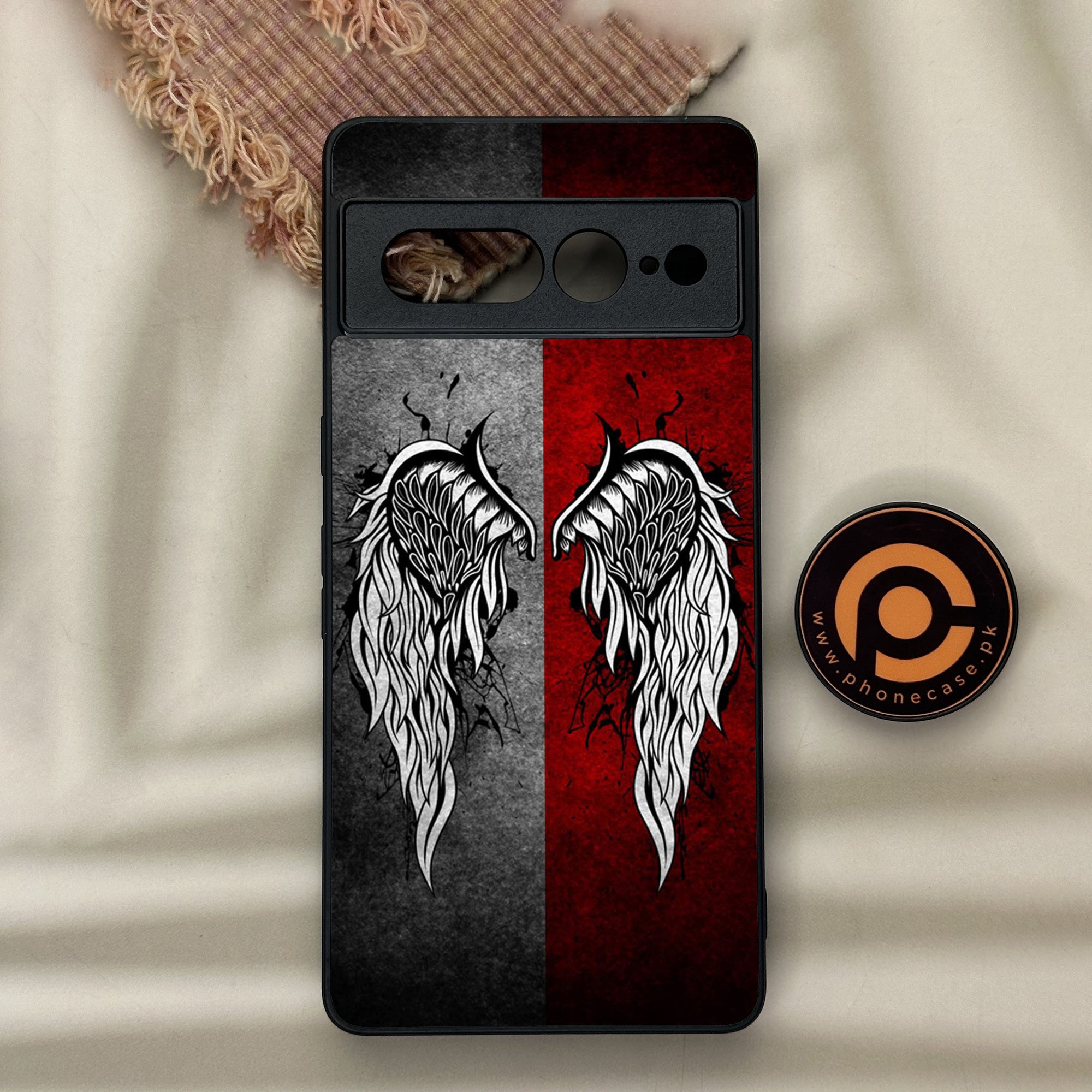 Google Pixel 7 Pro - Angel Wings Series - Premium Metal Printed soft Bumper Shock Proof Case