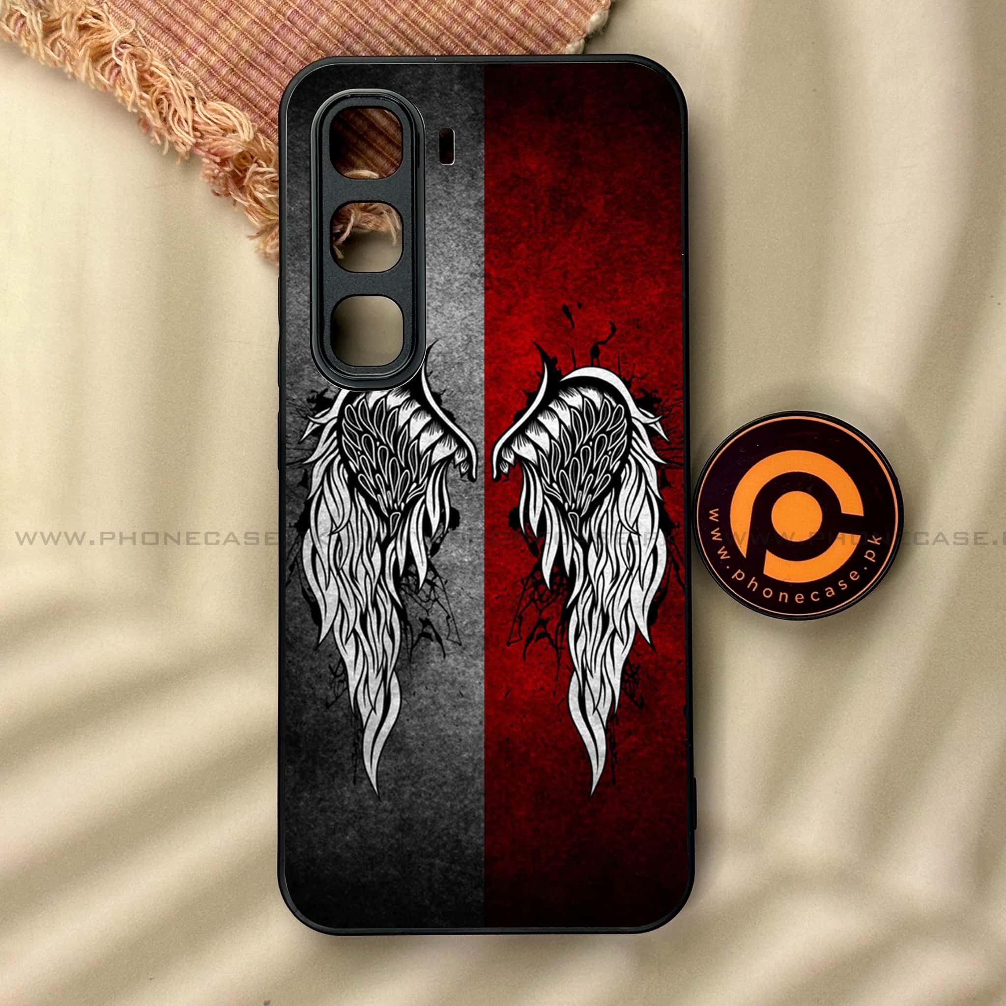 Infinix Hot 60 Pro - Angel Wings Series - Premium Metal Printed soft Bumper shock Proof Case
