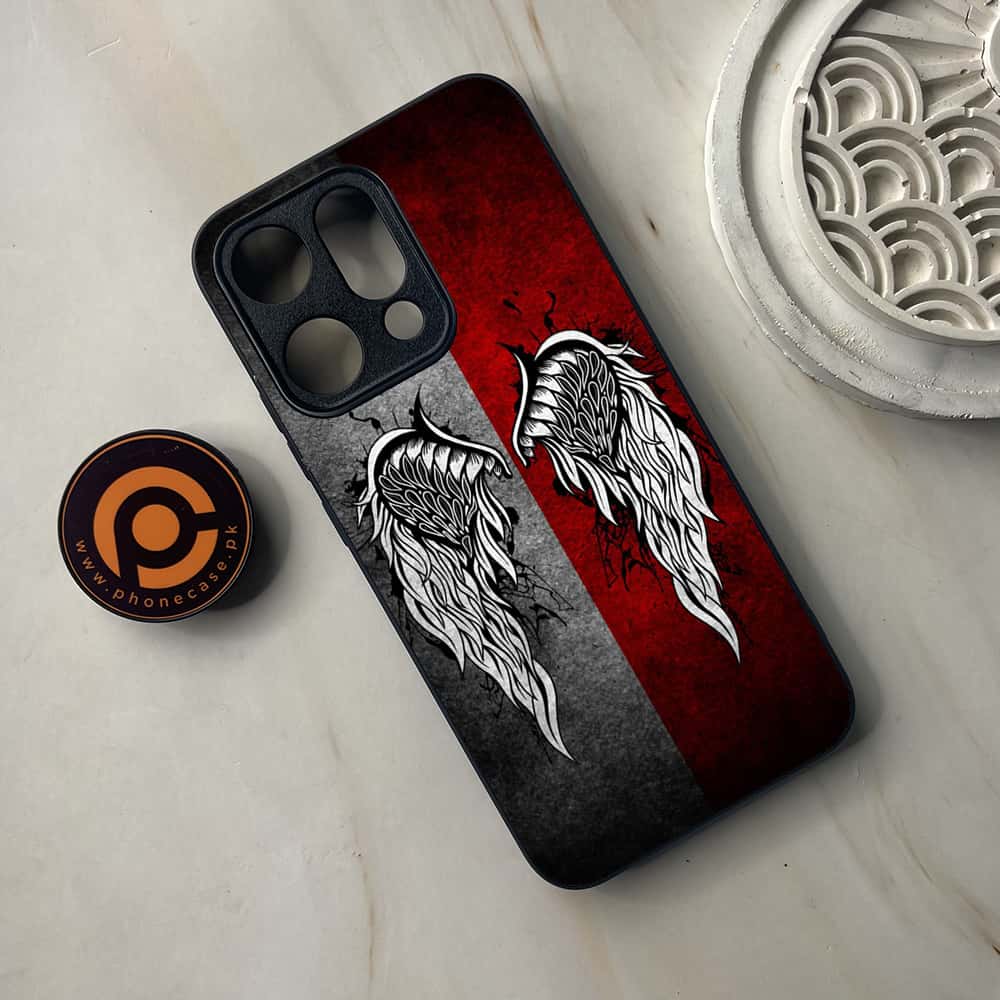 Oppo Reno 14 5G - Angel Wings Series - Premium Metal Printed soft Bumper shock Proof Case