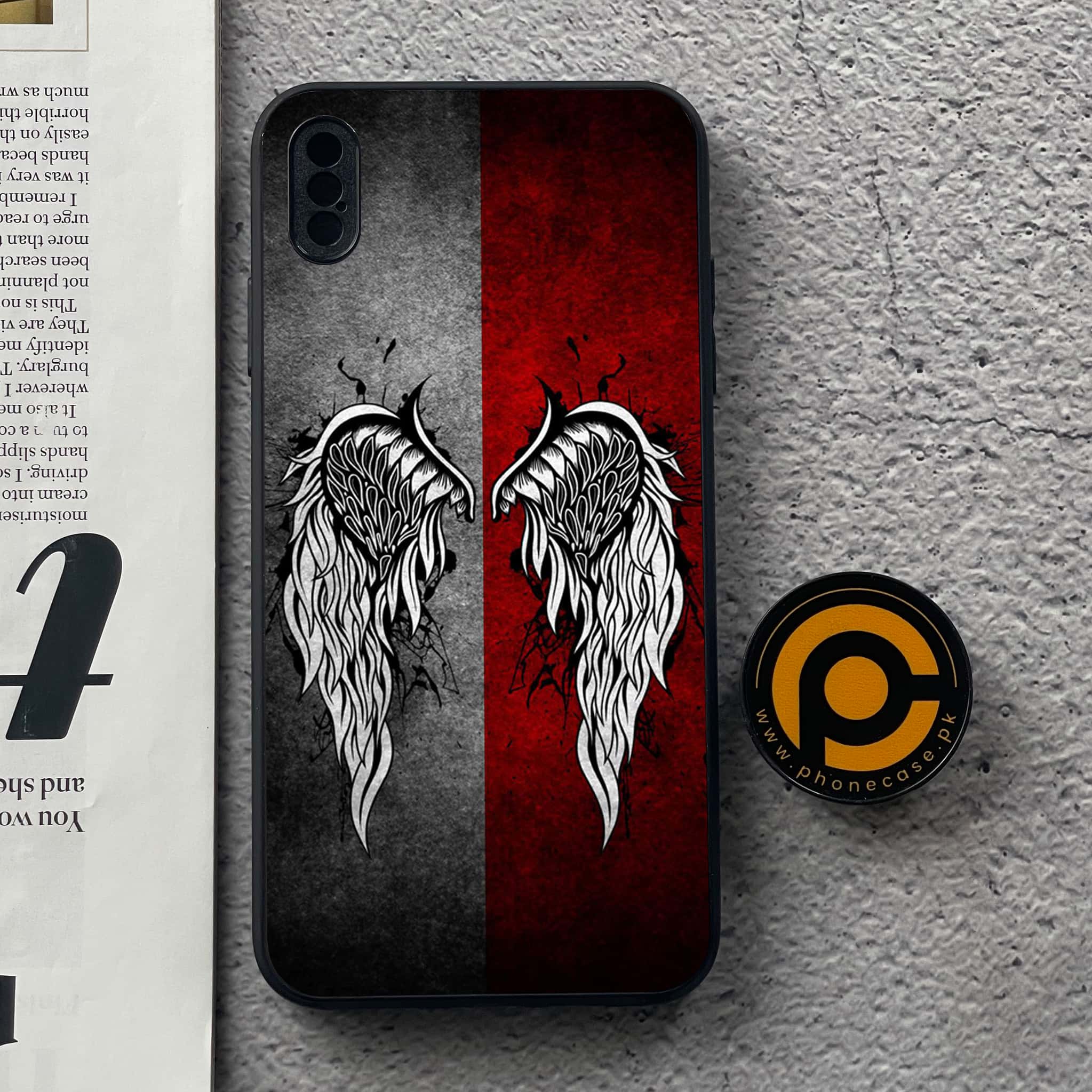 iPhone Xs Max - Angel Wing Series - Premium Metal Printed soft Bumper shock Proof Case