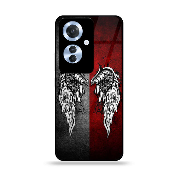 Oppo Reno 11F - Angel Wings Design 2 - Premium Printed Glass soft Bumper shock Proof Case CS-17469