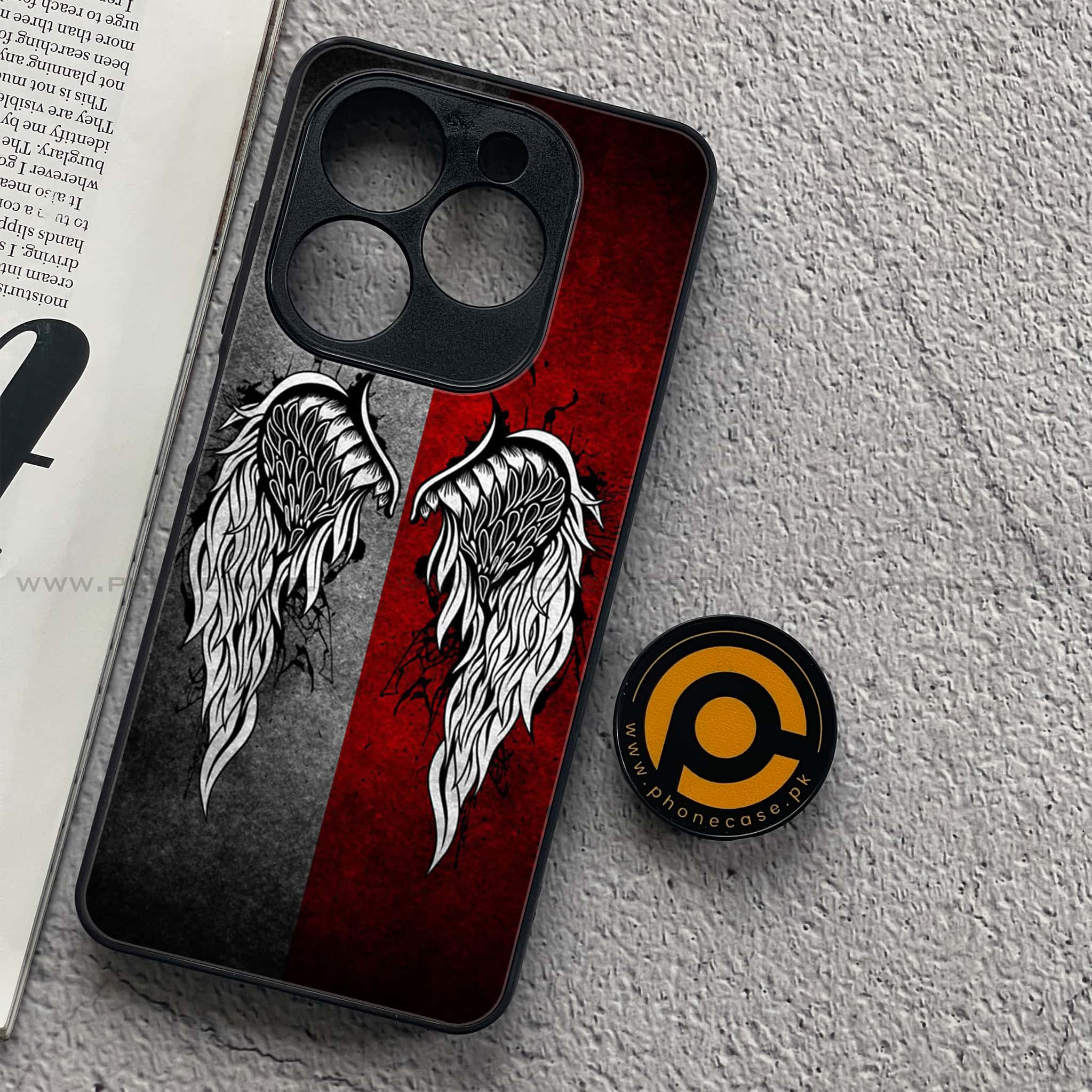 Infinix Smart 8 Pro - Angel Wings Series - Premium Metal Printed soft Bumper shock Proof Case