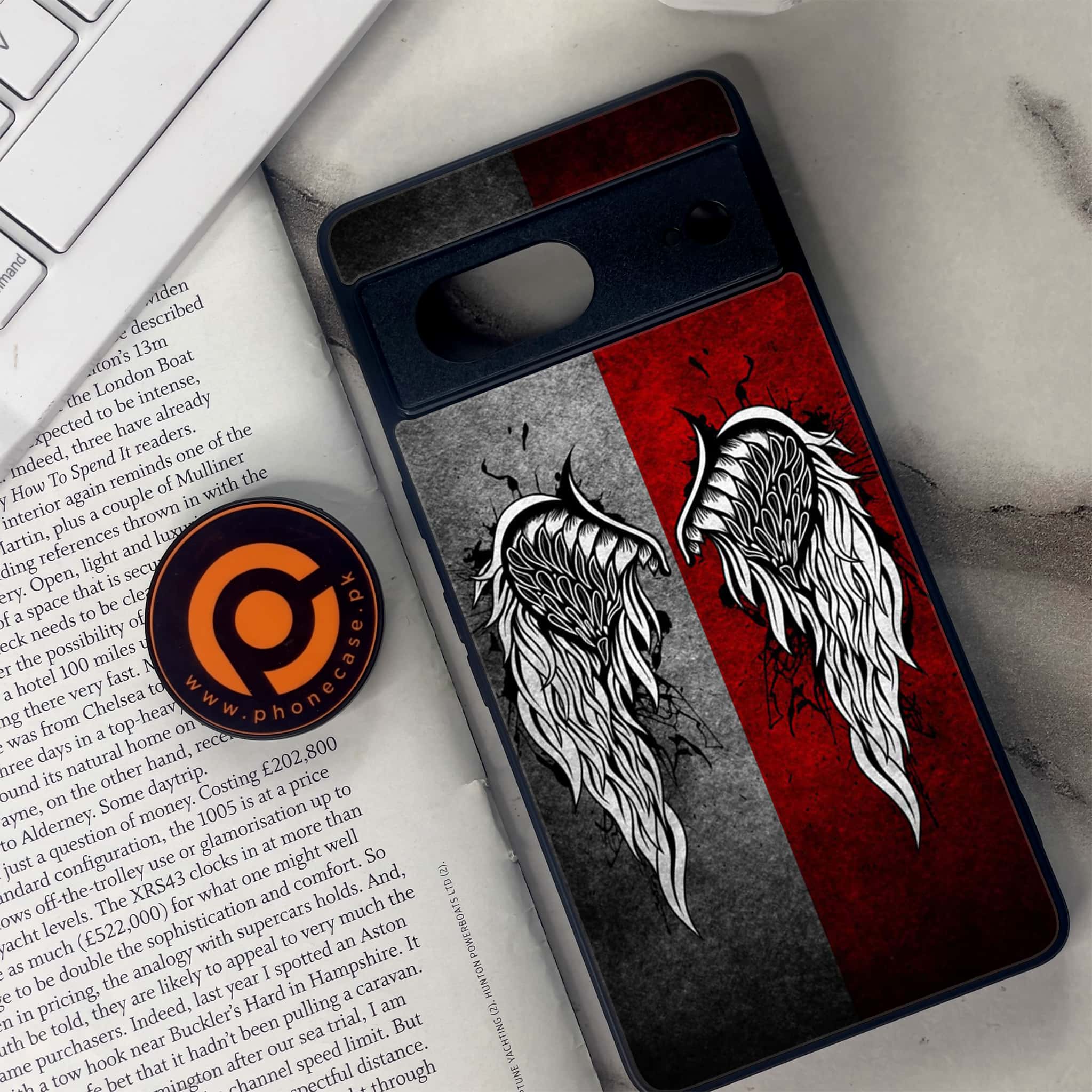 Google Pixel 7 - Angel Wings Series - Premium Metal Printed soft Bumper Shock Proof Case