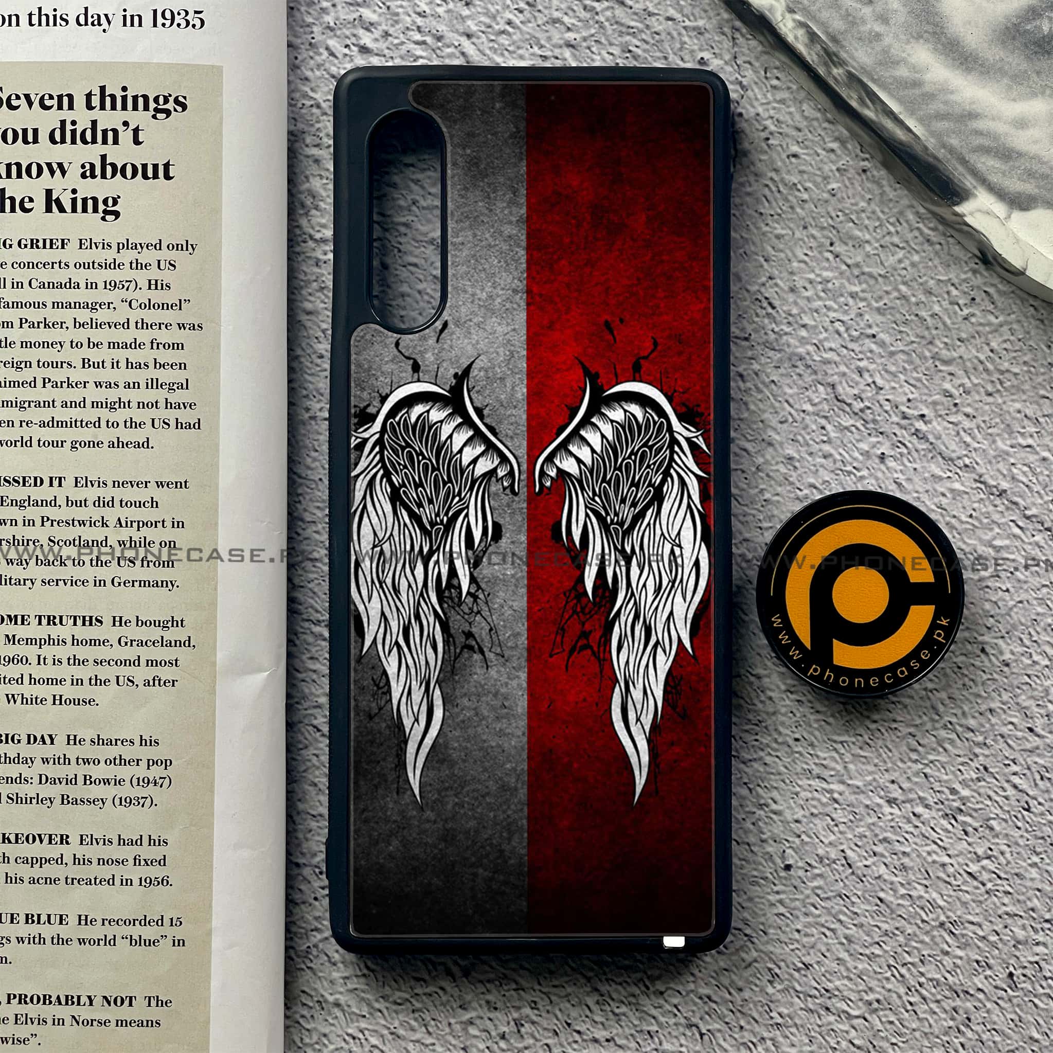 LG Velvet - Angel Wings Series - Premium Printed Glass soft Bumper shock Proof Case
