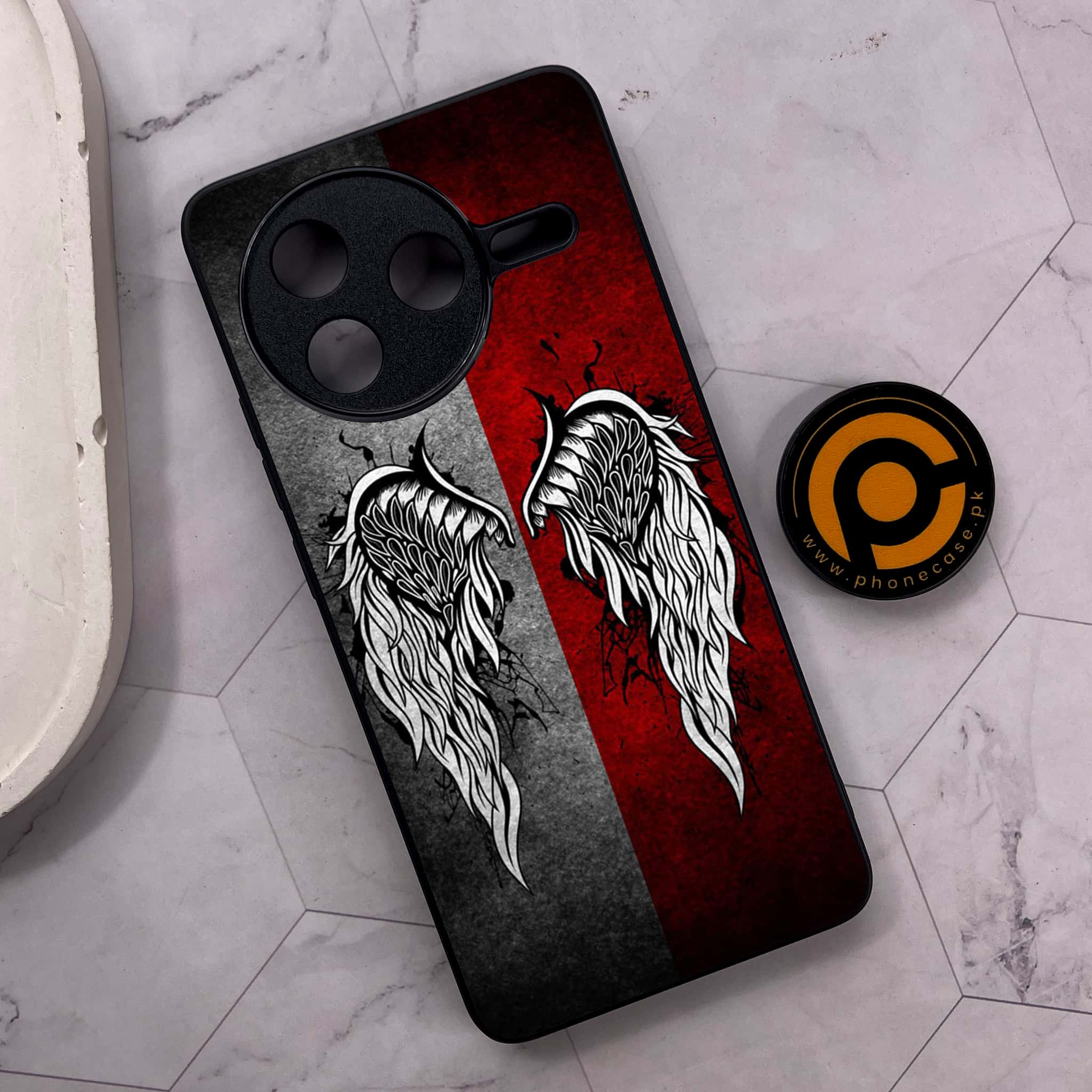 Xiaomi Poco F7 Pro 5G - Angel Wings Series - Premium Metal Printed soft Bumper shock Proof Case