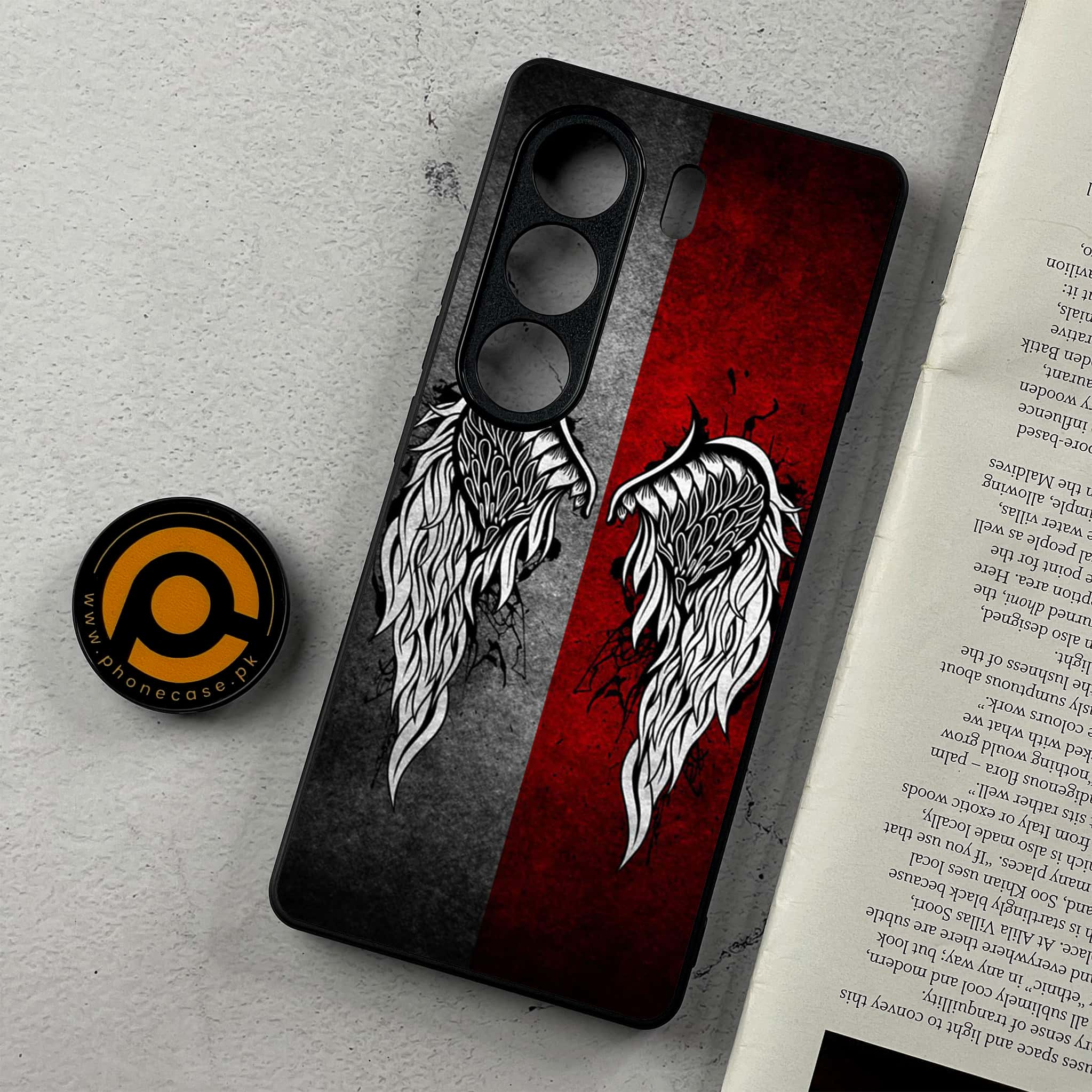 Tecno Camon 40 - Angel Wings Series - Premium Metal Printed Soft Bumper Shockproof Case