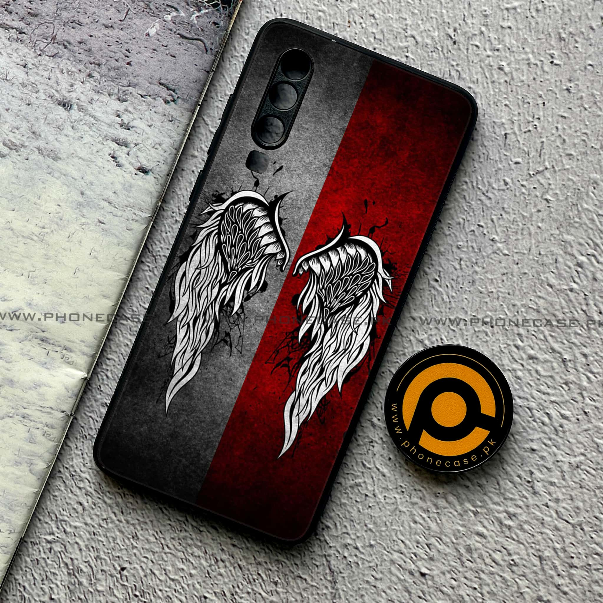 Huawei P30 - Angel Wings Series - Premium Printed Glass soft Bumper shock Proof Case