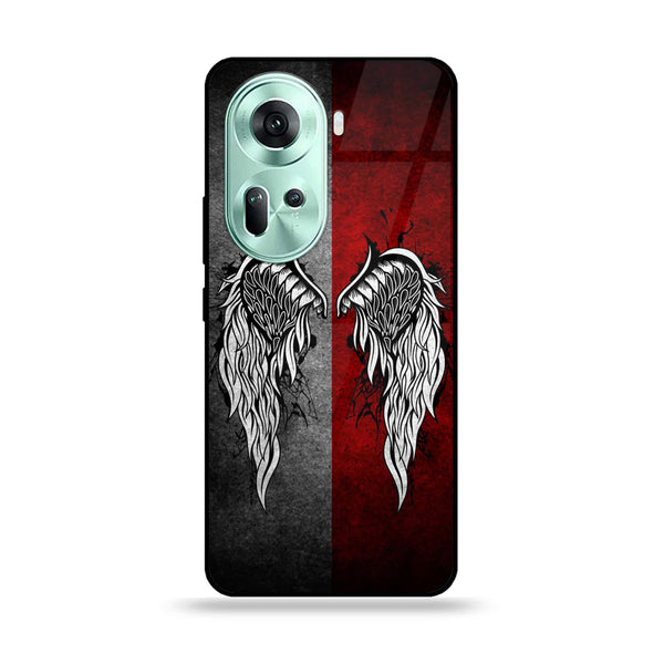 Oppo Reno 11 5G - Angel Wings Design 2- Premium Printed Glass soft Bumper shock Proof Case CS-11883