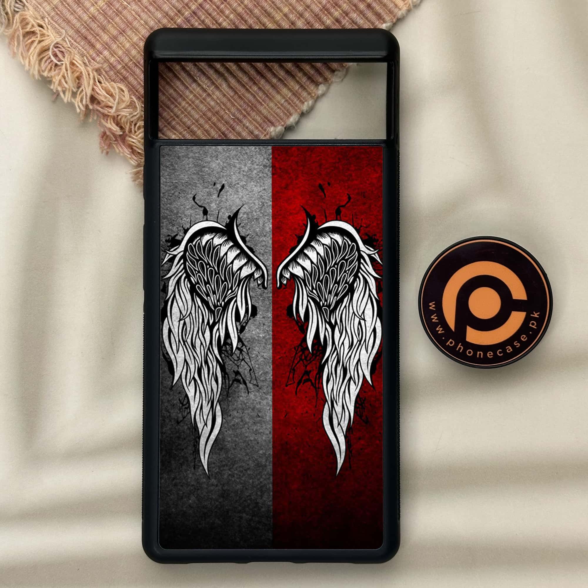 Google Pixel 6 - Angel Wings Series - Premium Metal Printed soft Bumper Shock Proof Case