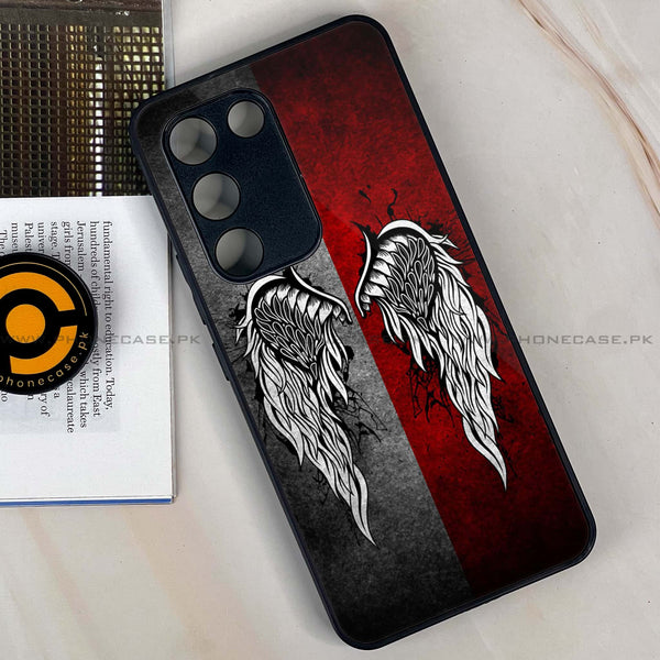 Vivo Y100 - Angel Wings Design 2- Premium Printed Glass soft Bumper shock Proof Case CS-45054