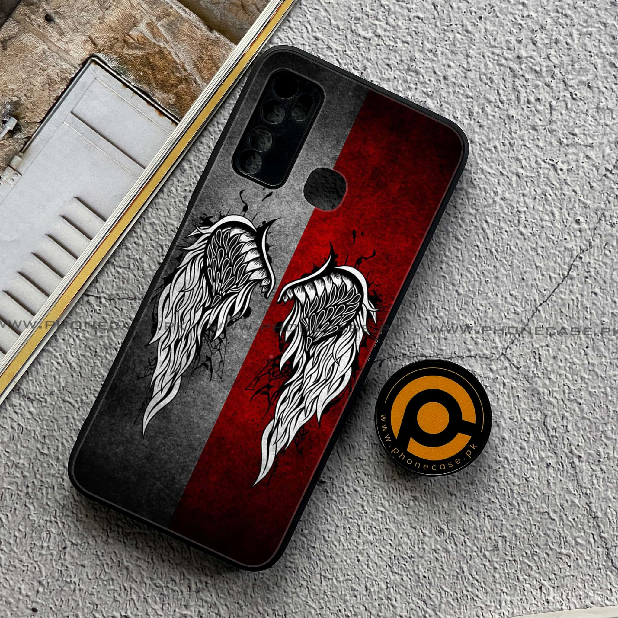 Infinix Note 7 Lite - Angel Wings Series - Premium Printed Metal soft Bumper shock Proof Case